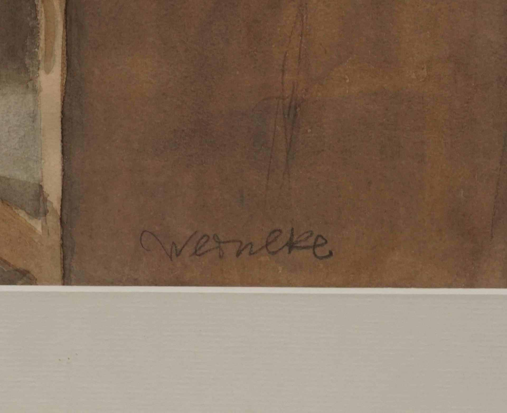 Franz Werneke, "Stillleben am Fenster"(1906 Quedlinburg - 1989 Düsseldorf), Aquarell/Arches, unten - Bild 3 aus 3