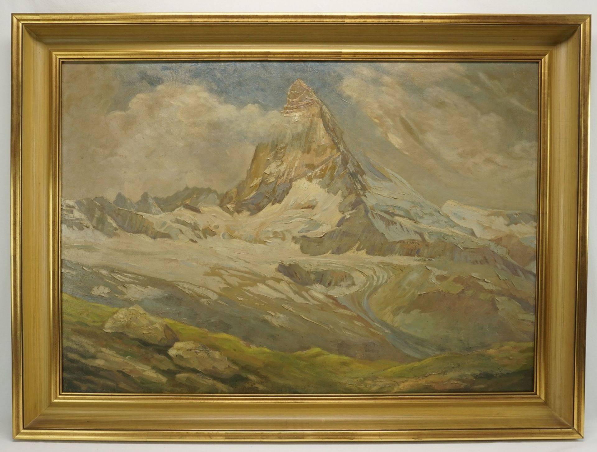 Landschaftsmaler, "Matterhorn"Öl/Leinwand, unsigniert, guter Zustand, 71 x 101 cm (HxB), gerahmt, - Bild 2 aus 3