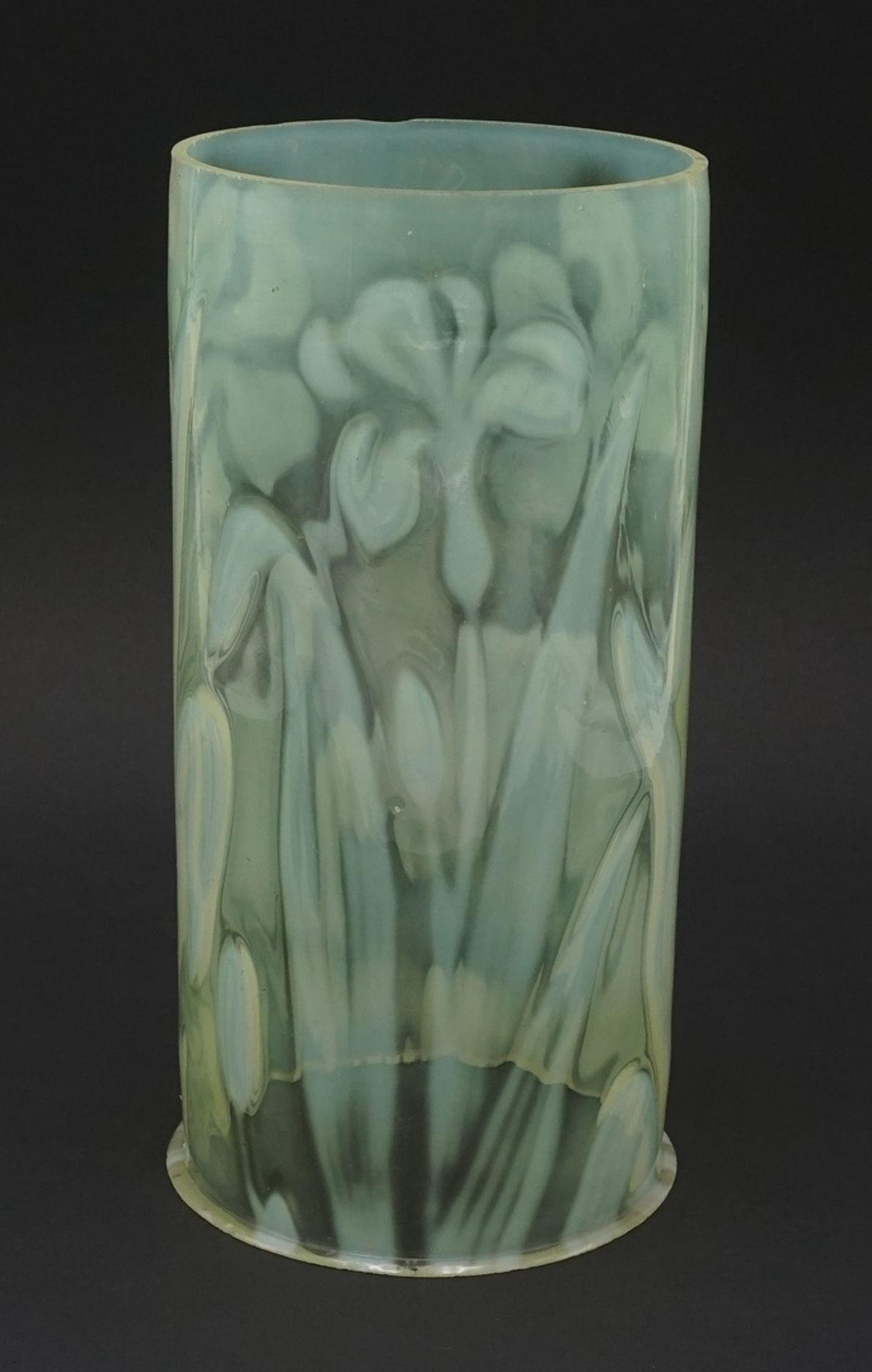 Jugendstil Lampenschirm / Windlicht, 1. Hälfte 20. Jh.grünlich opakes Glas mit aufgeschmolzenen - Bild 2 aus 2