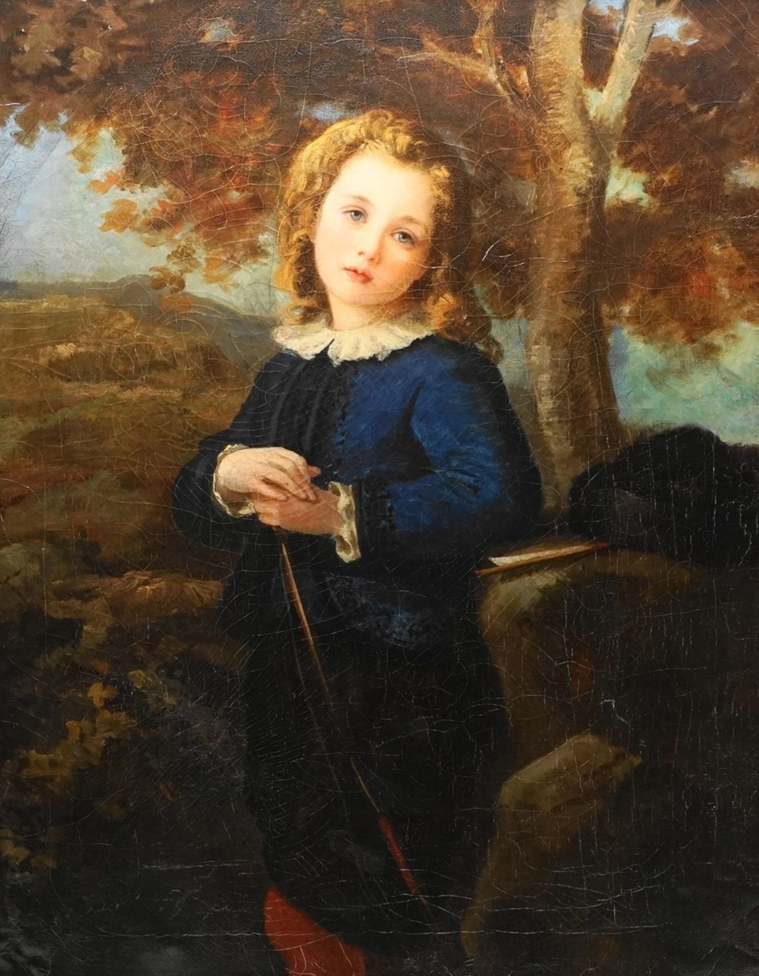 Wohl John Hoppner, Kinderportrait eines Jungen mit Bogendominierte die Londoner Kunstszene von - Image 3 of 4