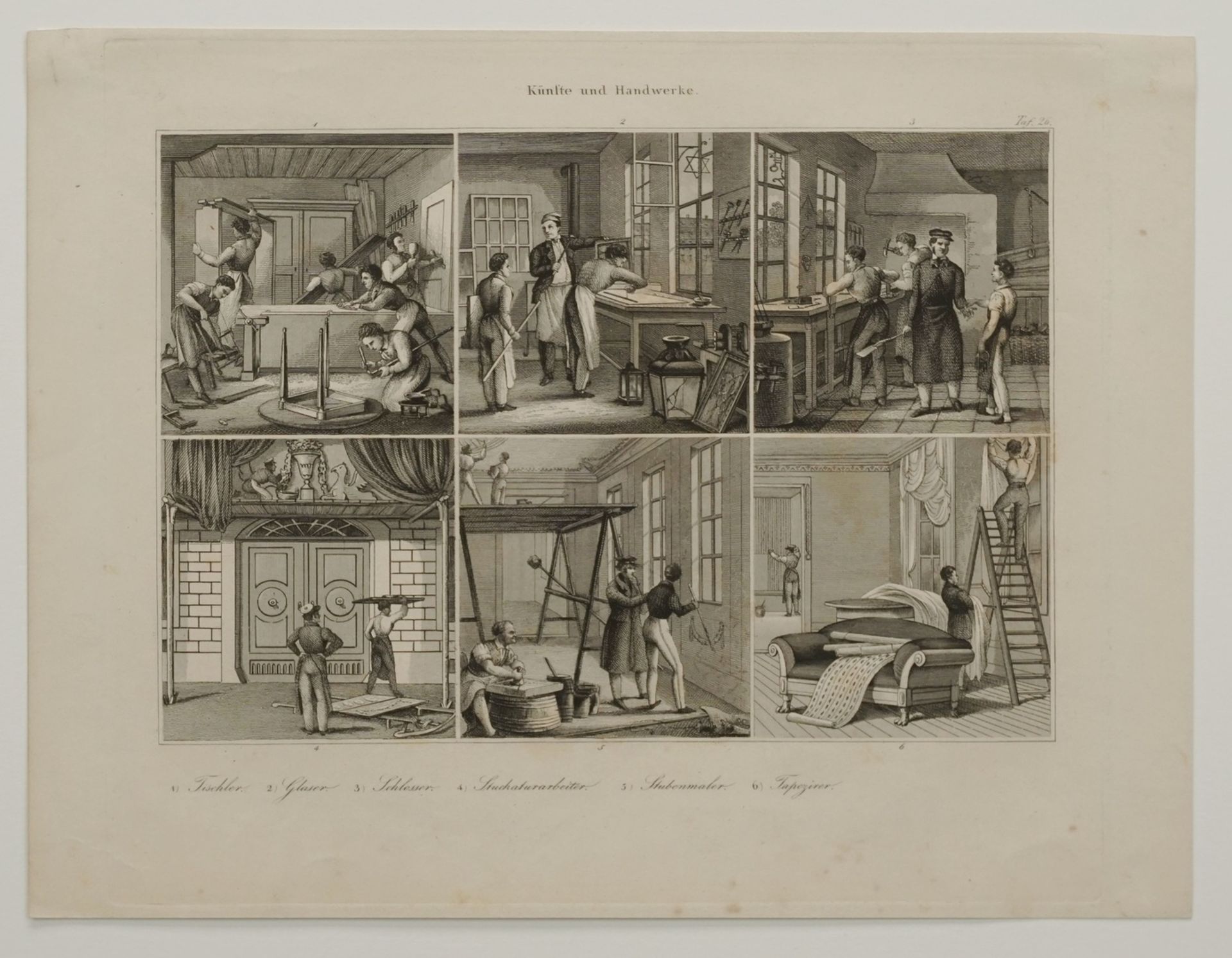 Zwei Stahlstiche, "Künste und Handwerke"Stahlstich/Papier, um 1850, mehrere Teilansichten auf - Bild 2 aus 3