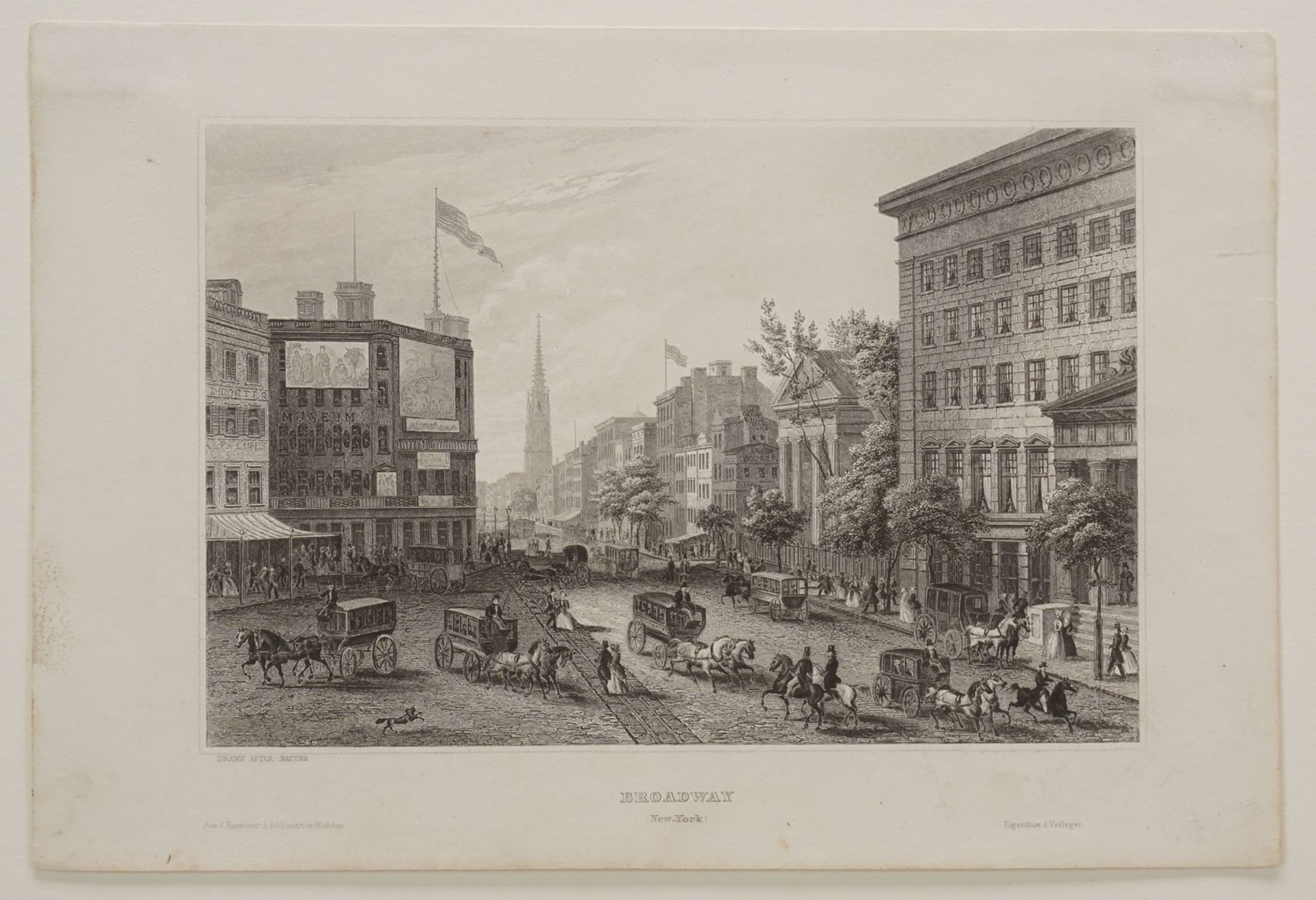 Unbekannter Künstler, "Broadway - New York"Stahlstich/Papier, um 1850, im Blatt bezeichnet, - Bild 3 aus 3