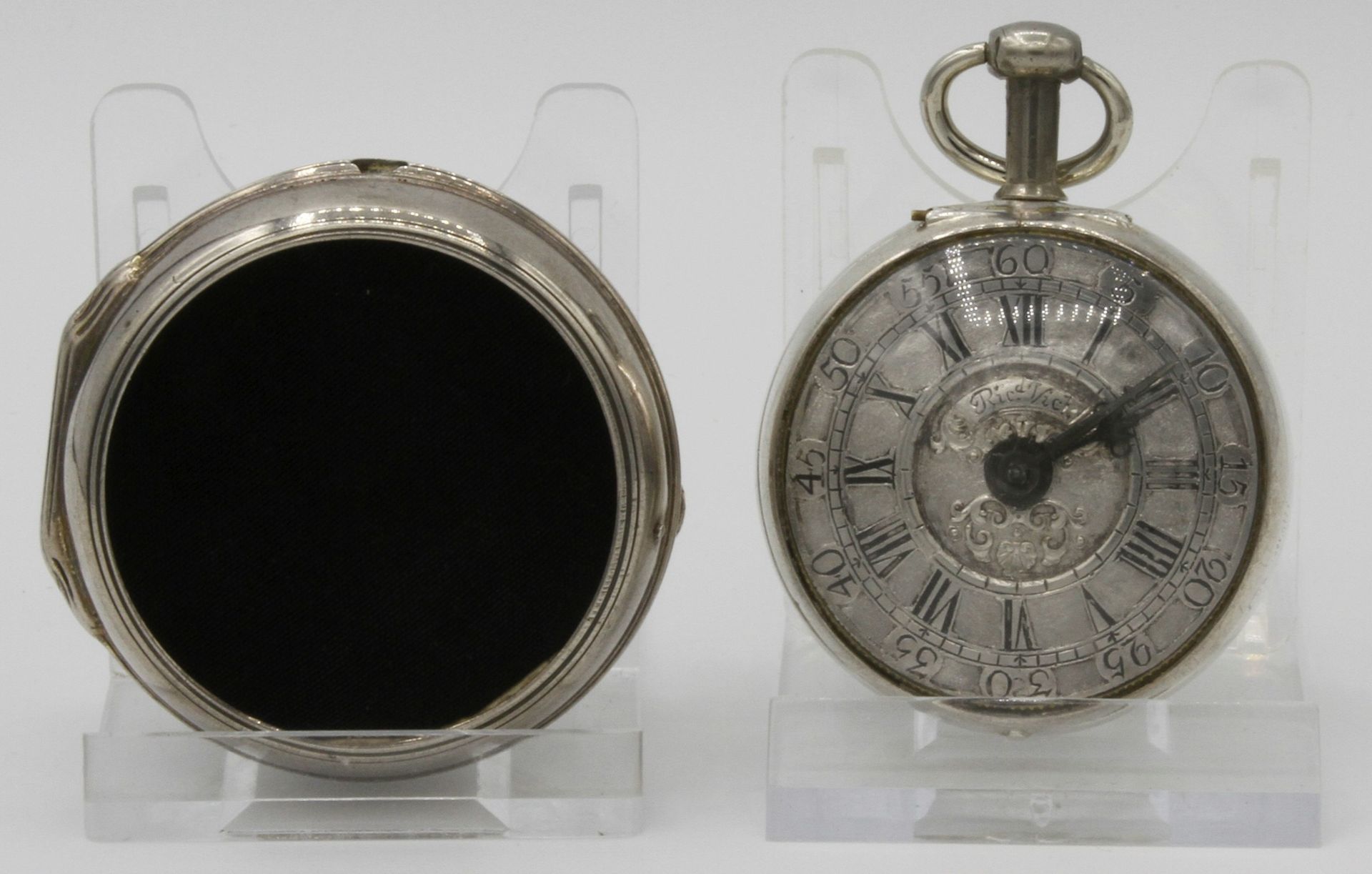 Richard Vick Spindeltaschenuhr, England um 1740Sterlingsilber Doppelgehäuse, Ziffernblatt - Bild 2 aus 7