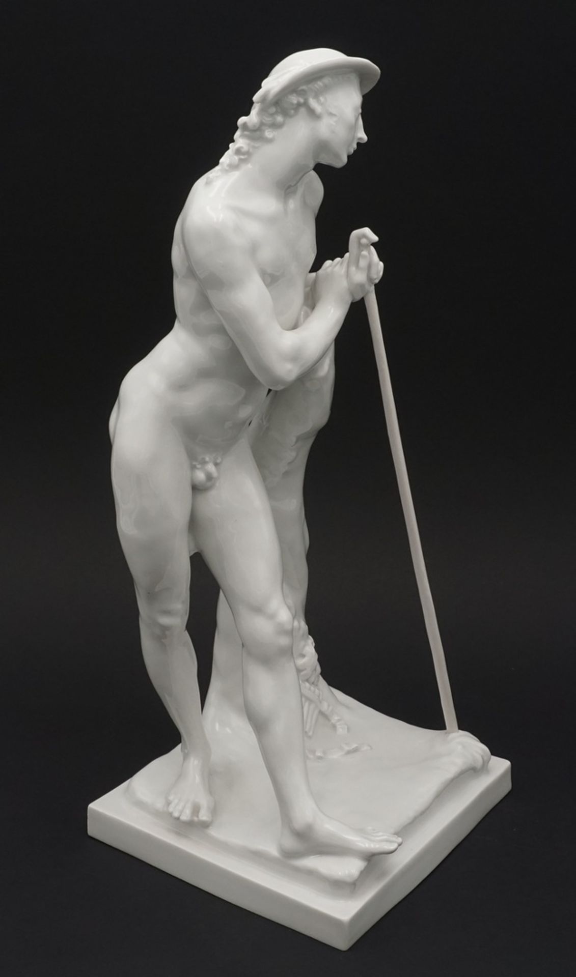 Entwurf Paul Scheurich, Meissen Figur "Hirte"(1883  - 1945), Figur von 1953, zwei Schleifstriche, - Bild 3 aus 5