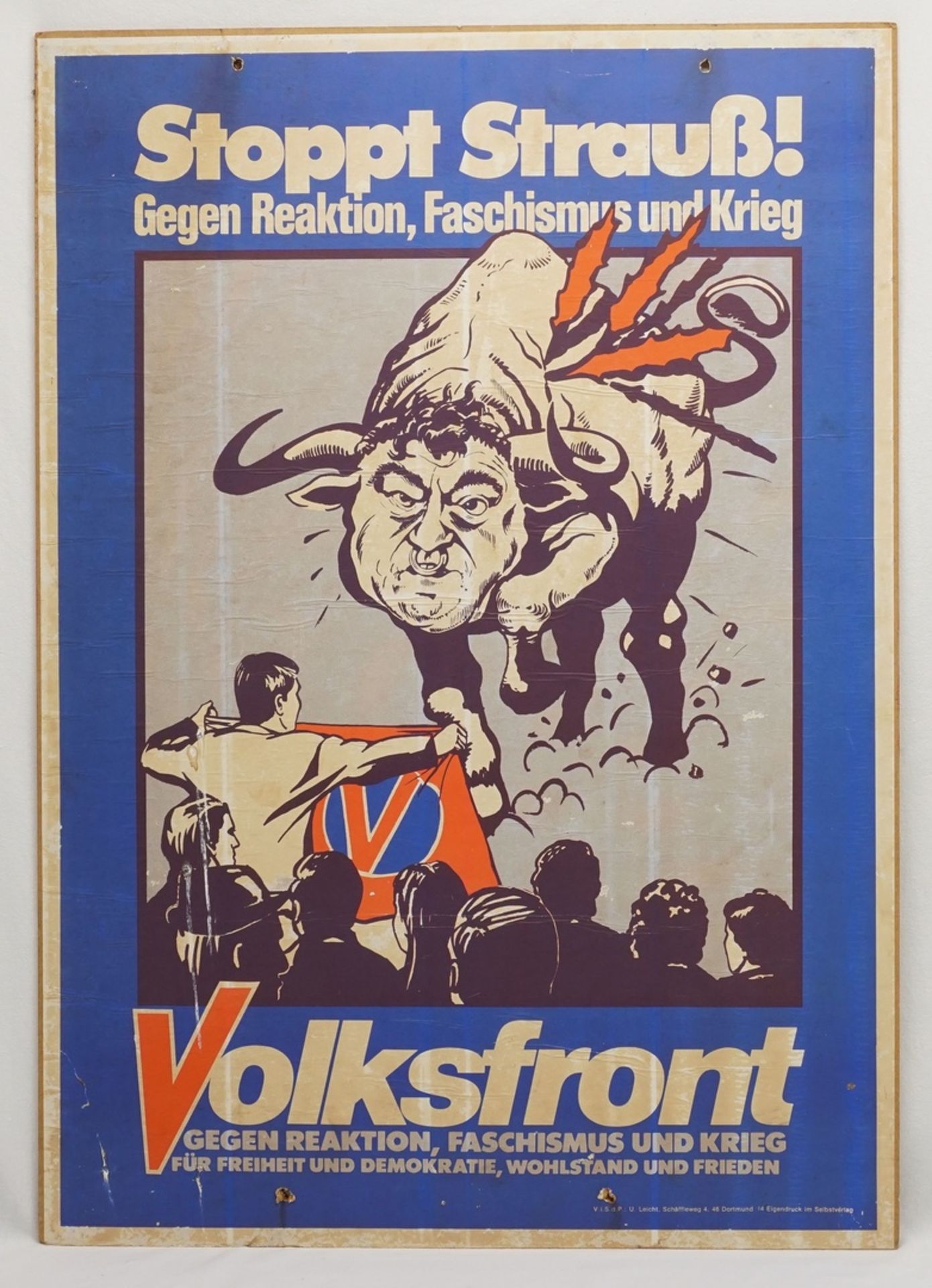 Zwei Wahlplakate von den Grünen und der VolksfrontOffsetdruck/Papier auf Hartfaser, 1980, 1) - Bild 2 aus 3