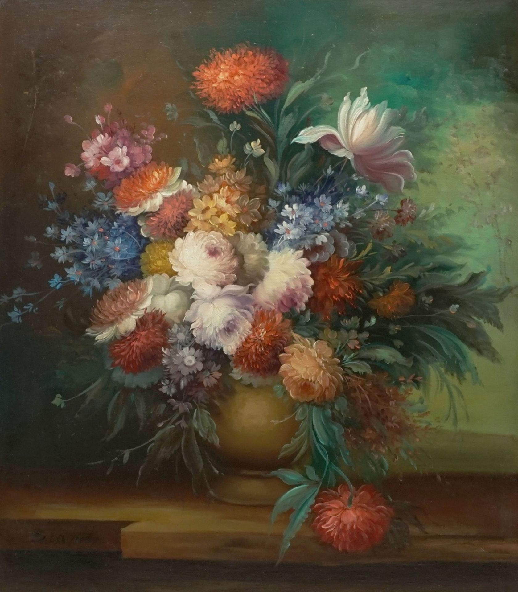 Bodo Kayrel, "Blumenstillleben"(geb. 1913 Wien), Öl/Leinwand, unten links signiert, mit