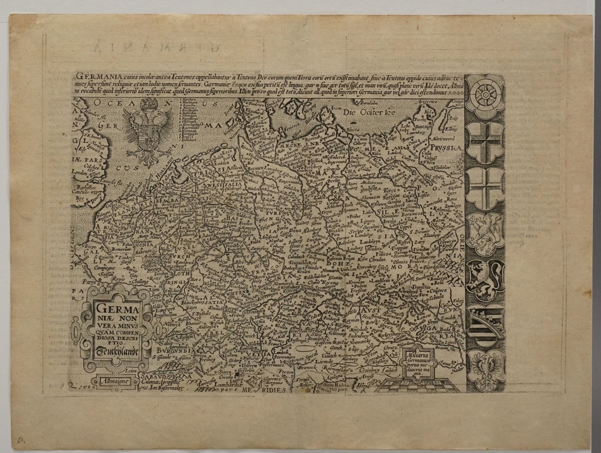 Matthias Quad, Landkarte "Teutschlandt"(1557 - 1613), Kupferstich/Büttenpapier, datiert 1589, - Bild 3 aus 4