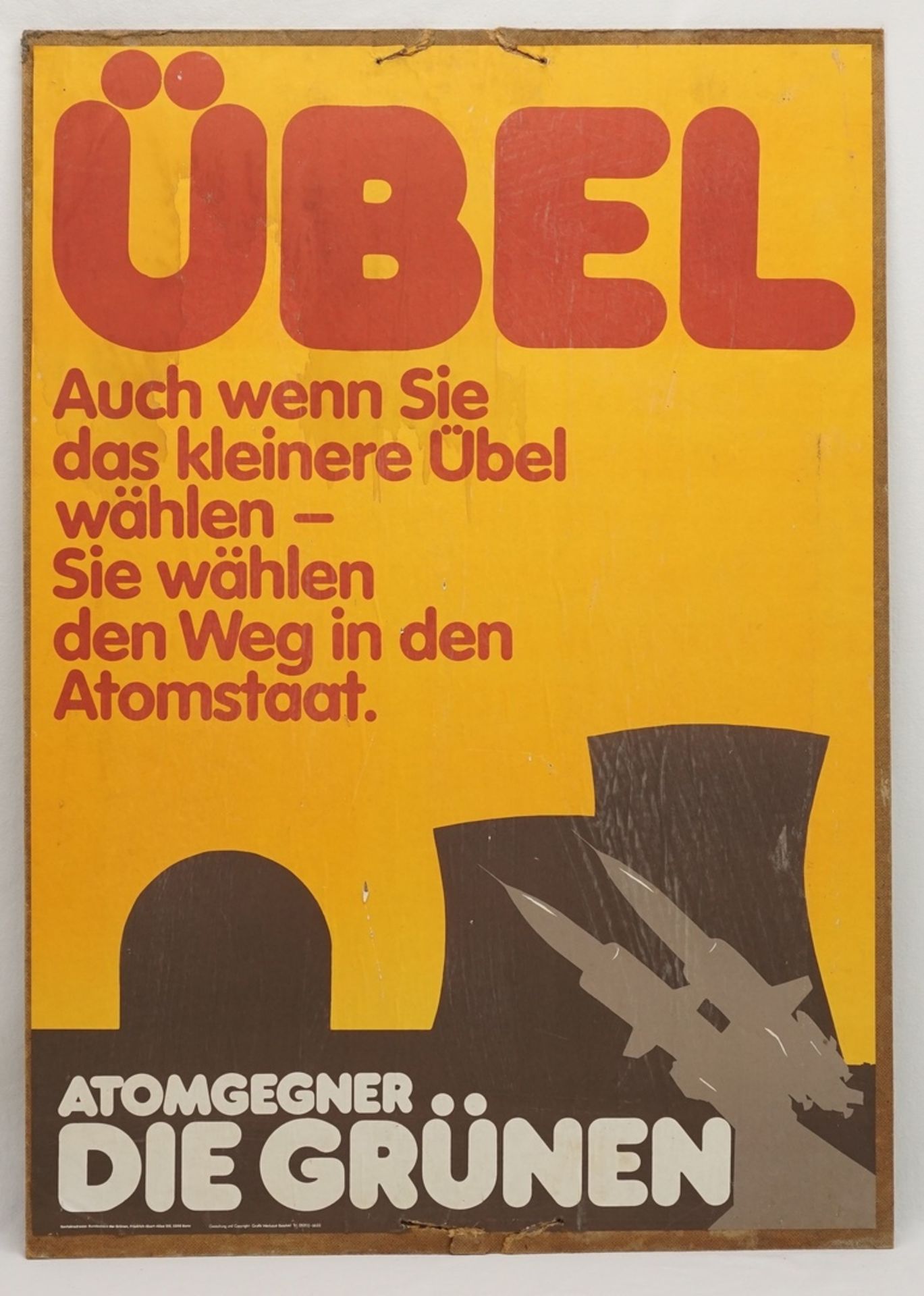 Zwei Wahlplakate von den Grünen und der VolksfrontOffsetdruck/Papier auf Hartfaser, 1980, 1) - Bild 3 aus 3