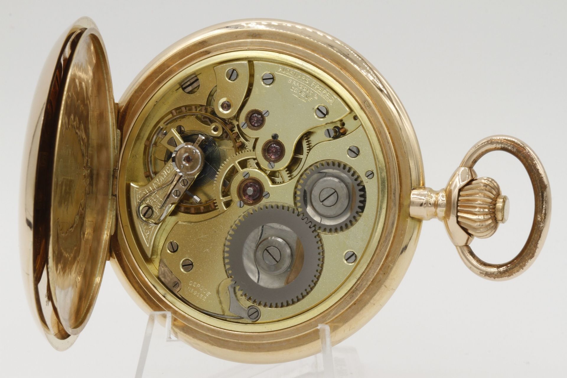 Schwere, goldene Audemars Freres Brassus Geneve Taschenuhr /Savonnette, um 1900585/- Roségold, - Bild 7 aus 8