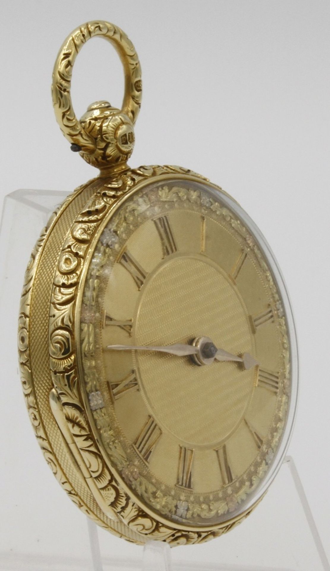 Field & Son, Aylesbury Spindeltaschenuhr, England um 1890750/- Gelbgold, Uhrwerk signiert "Field & - Bild 2 aus 6