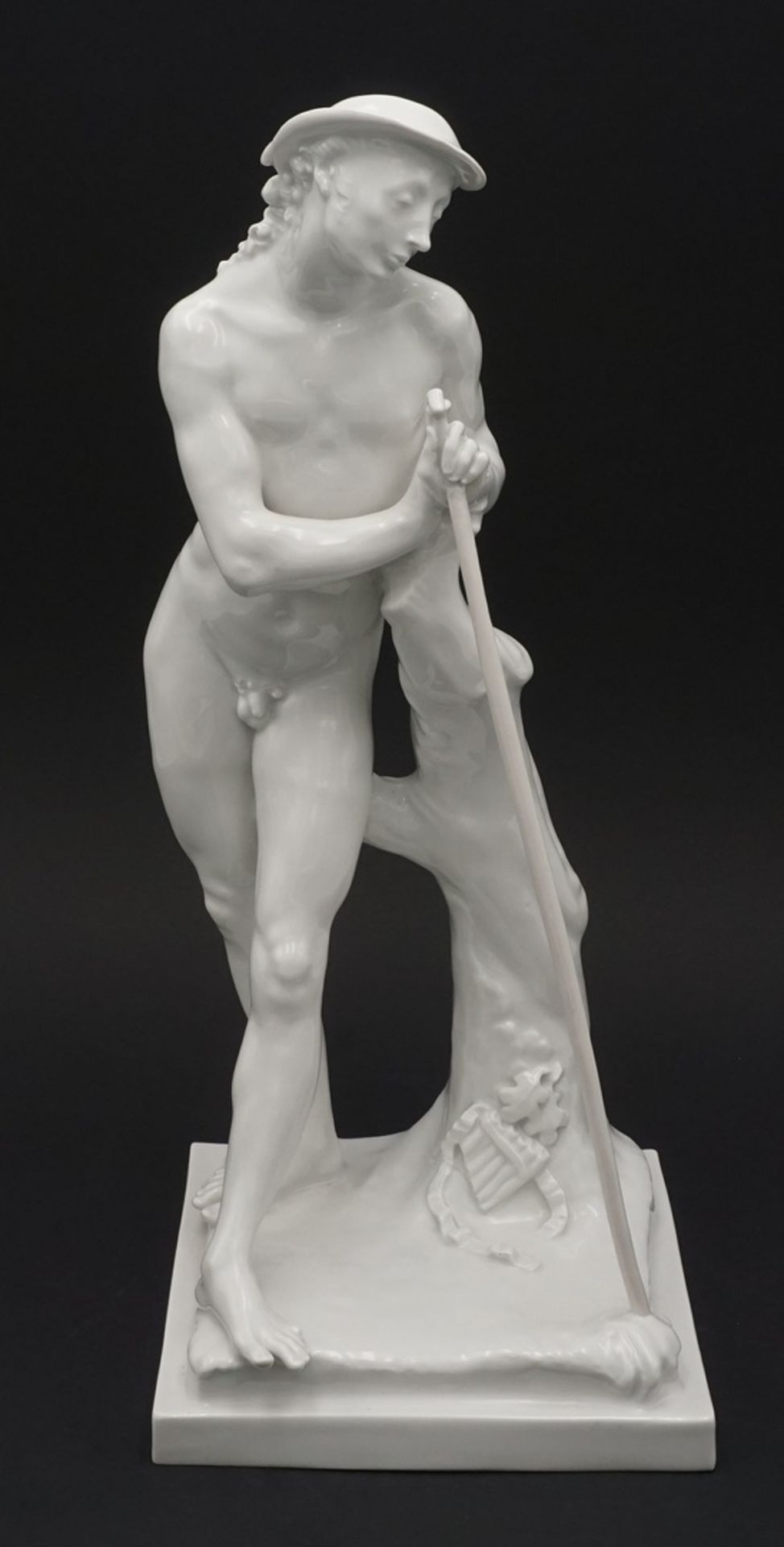 Entwurf Paul Scheurich, Meissen Figur "Hirte"(1883  - 1945), Figur von 1953, zwei Schleifstriche, - Bild 2 aus 5
