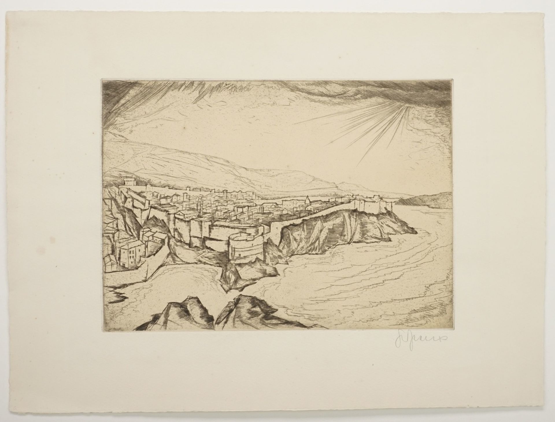 Sepp Frank, "Dubrovnik"(1889 - 1970), Radierung/Papier, unten rechts im Blatt handsigniert, Verso - Image 3 of 3