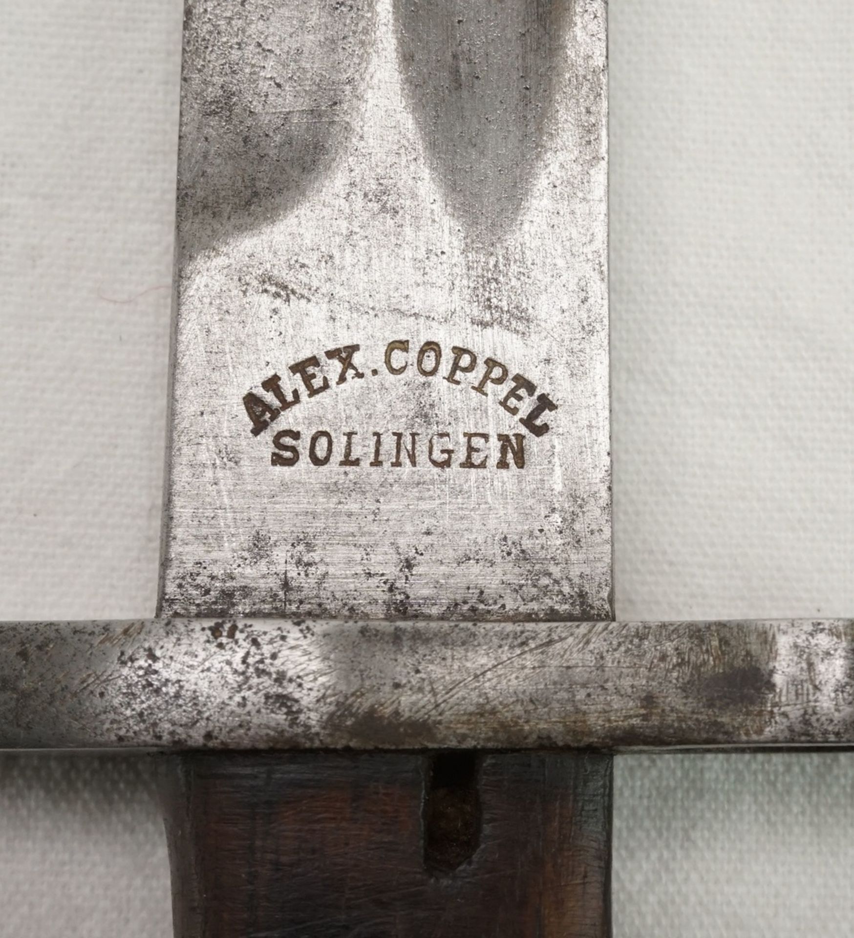 Mauser Bajonett M 1908Alex Coppel Solingen, Stahl und Messing, einfach gekehlte Klinge, genietete - Bild 4 aus 5