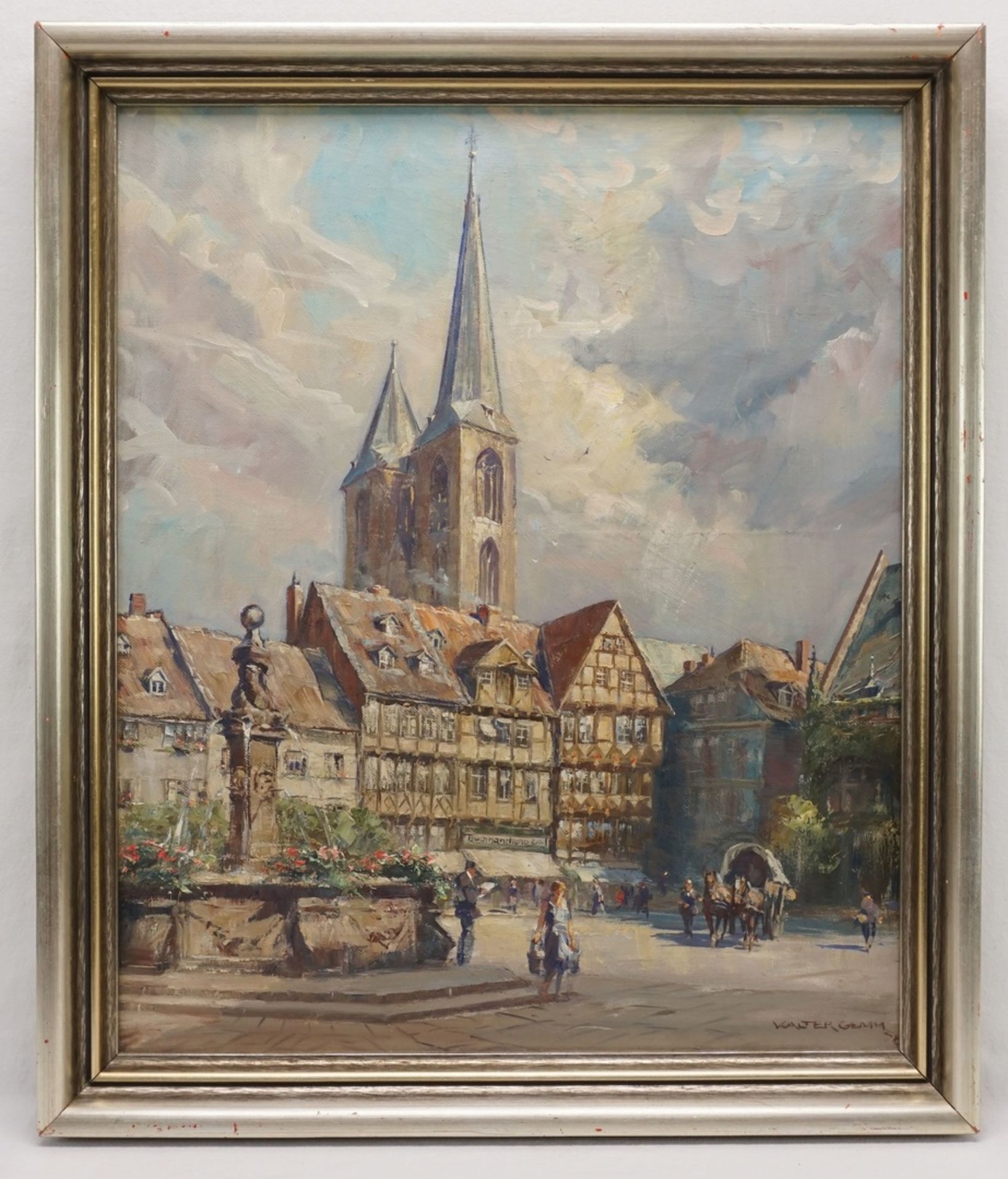 Walter Gemm, "Holzmarkt Halberstadt"Harzmaler (1898 Halberstadt - 1973 Osterwieck), Öl/Leinwand, - Image 2 of 3