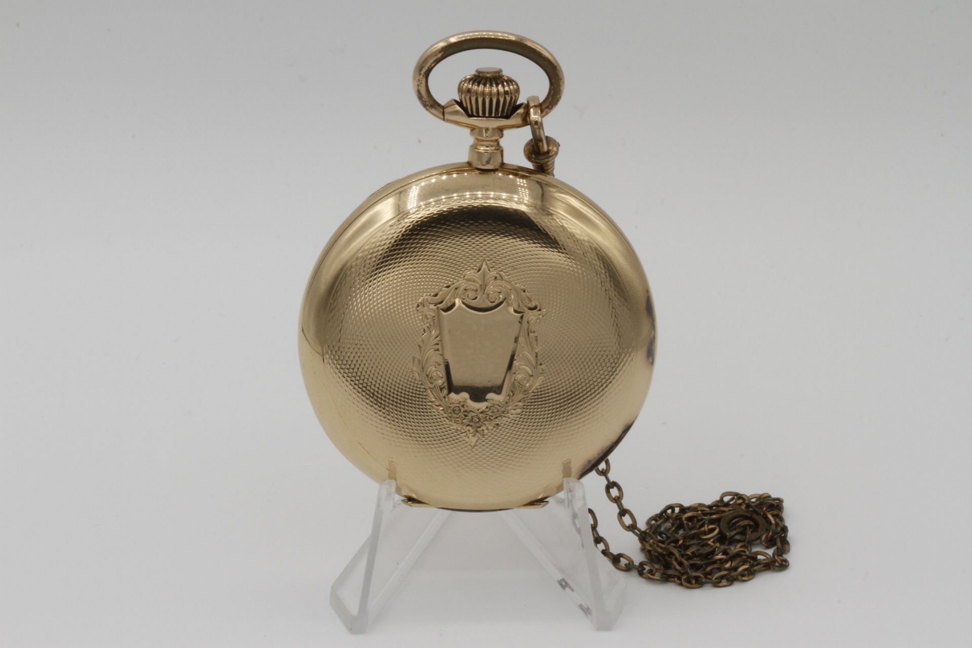 Goldene Taschenuhr / Savonnette, um 1900585/- Gelbgold, 3/4 Platinenwerk, System Glashütte, - Bild 7 aus 7