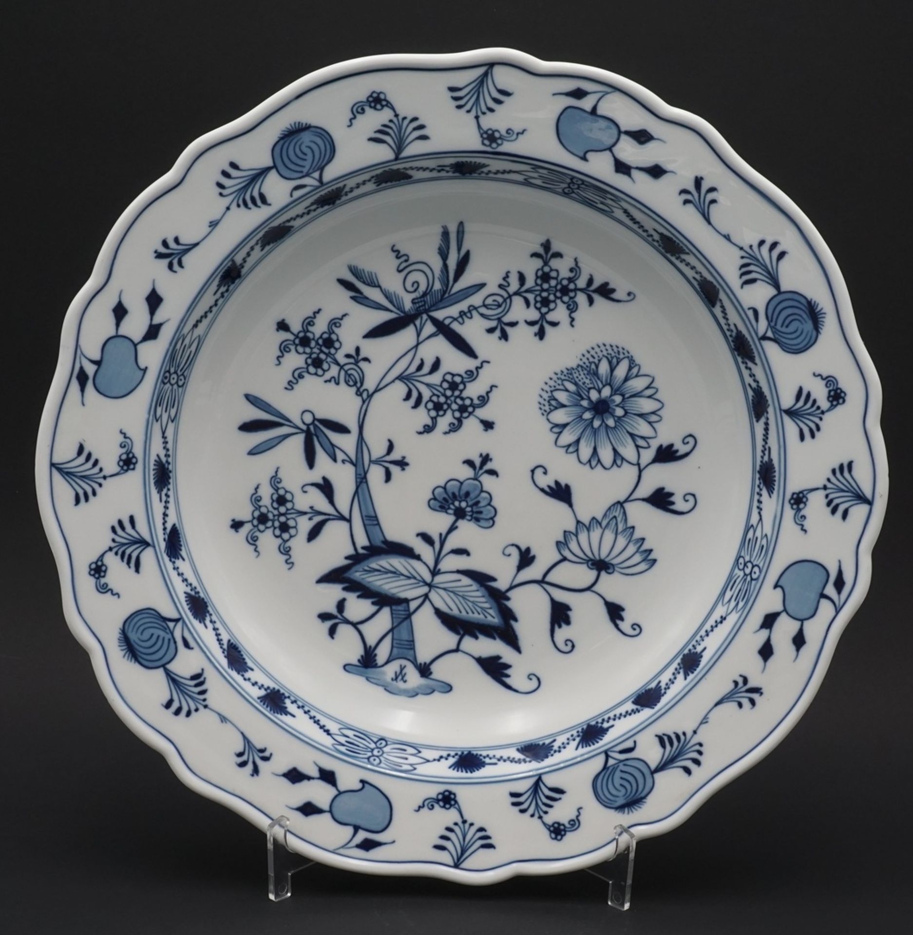 Große Meissen Schale mit Zwiebelmuster, 1815 - 19231. Wahl, Zwiebelmuster, kobaltblau, weißer