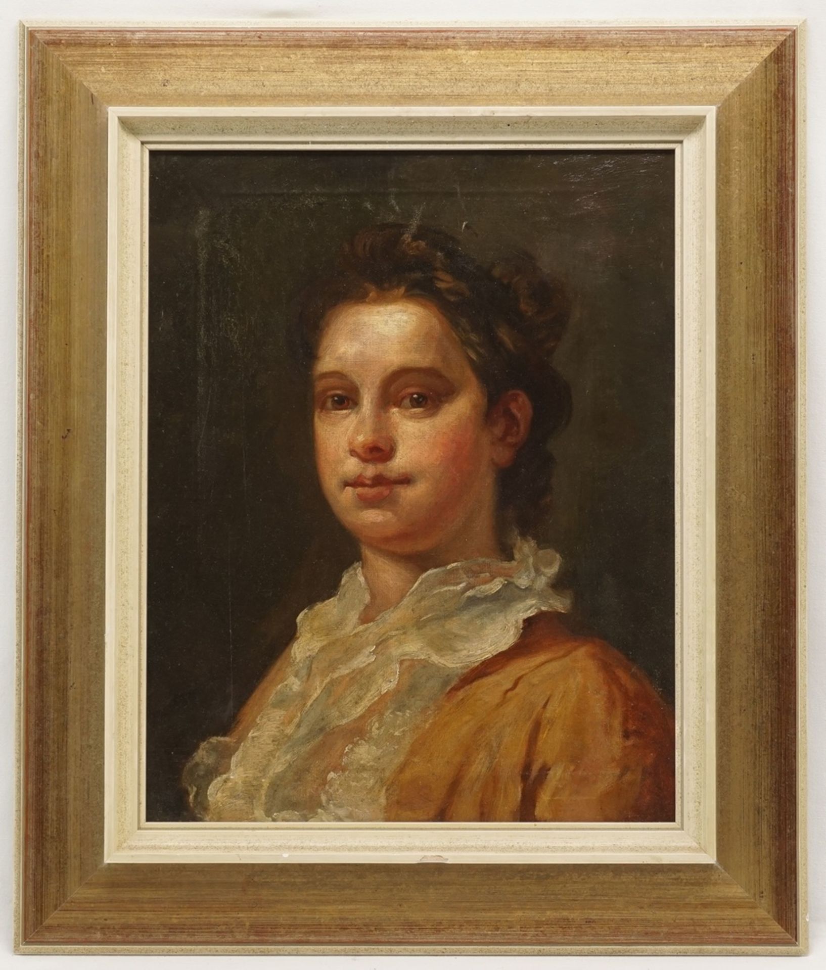 Portraitmaler, "Mädchenporträt"Kopie nach William Hogarth (Tate Gallery) Öl/Leinwand, Verso - Image 2 of 3