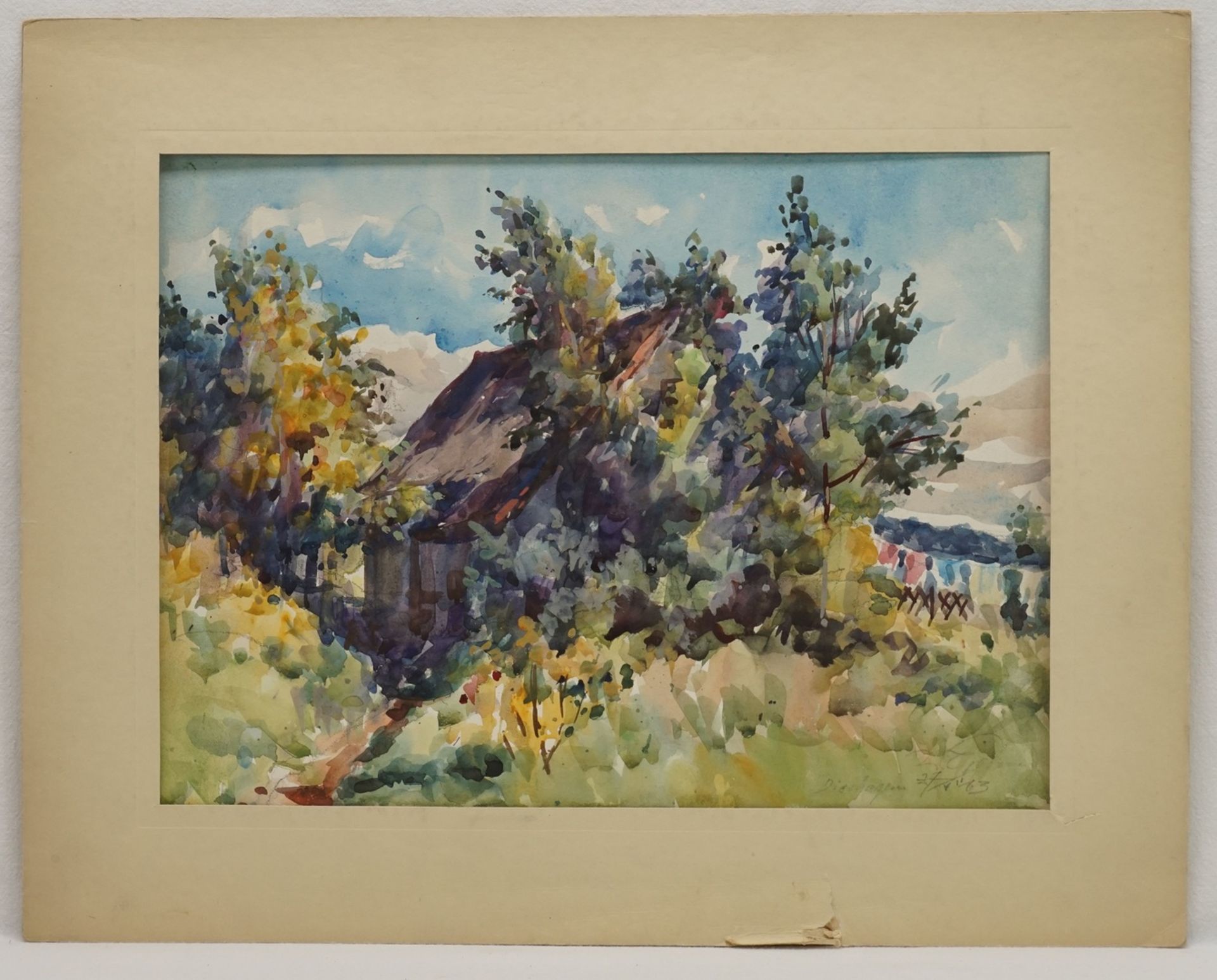 Walter Gemm, "Haus in Dierhagen"Harzmaler (1898 Halberstadt - 1973 Osterwieck), Aquarell/Papier, - Image 2 of 3