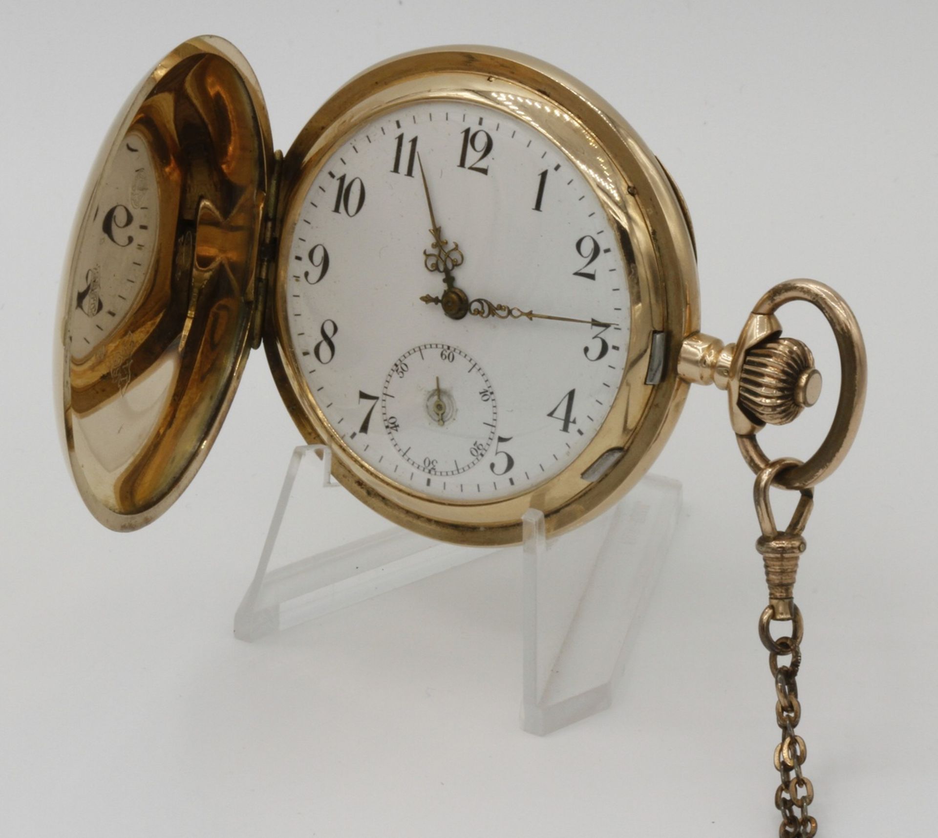 Goldene Taschenuhr / Savonnette, um 1900585/- Gelbgold, 3/4 Platinenwerk, System Glashütte,