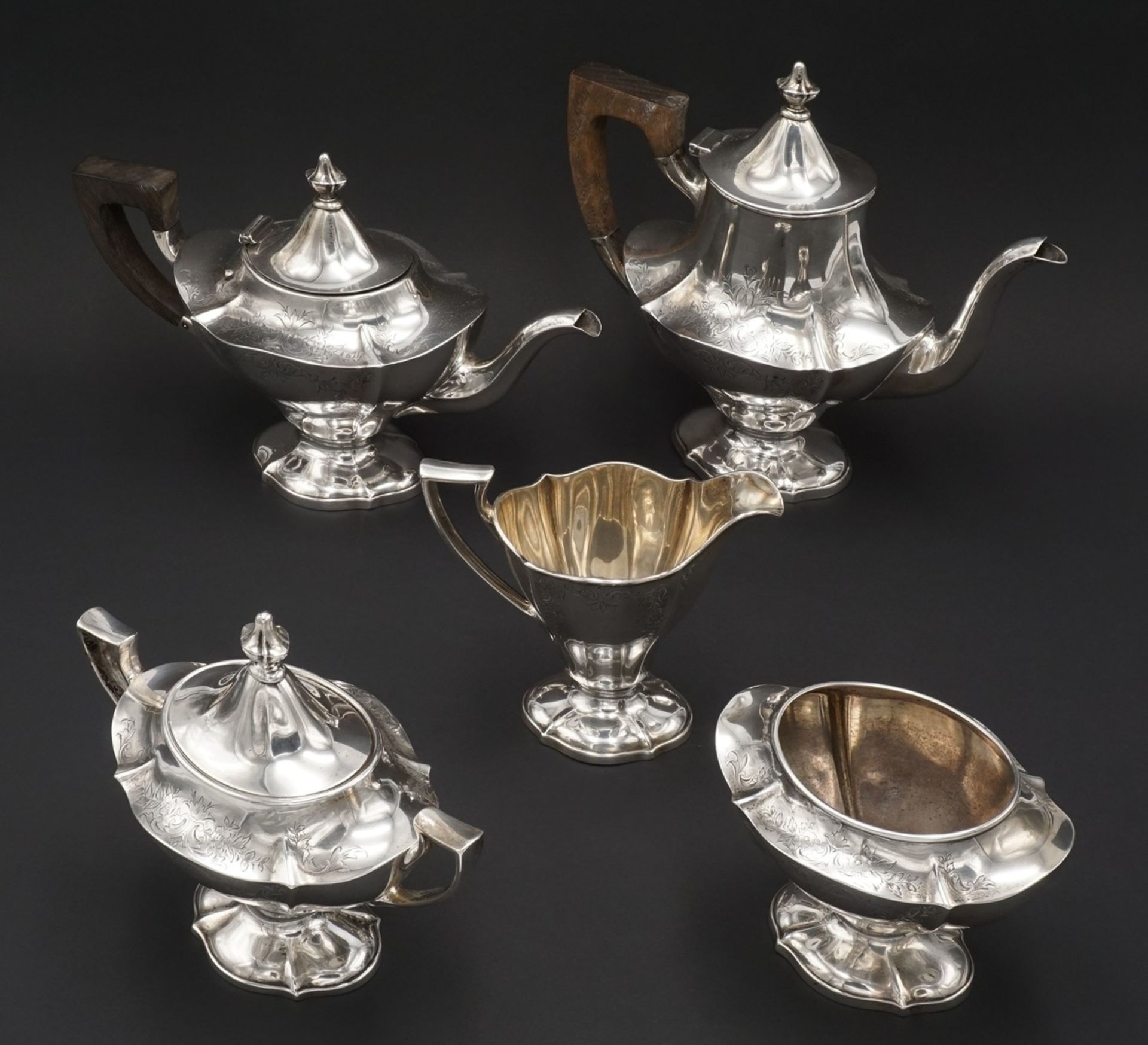 Shreve, Crump & Low Co Kaffee- / Tee-Set, um 1900Sterling Silber, im Boden Herstellerpunze der