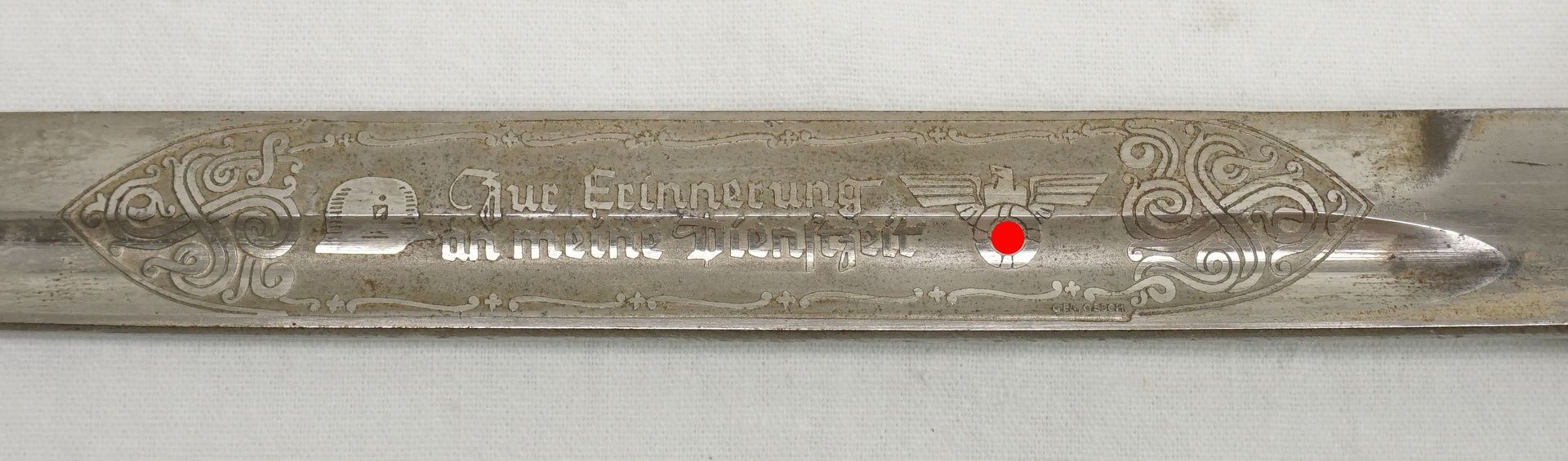 Ausgeh Seitengewehr / Bajonett mit geätzter Klingesog. III. Reich, ohne Hersteller, Nickel, Eisen - Bild 2 aus 4