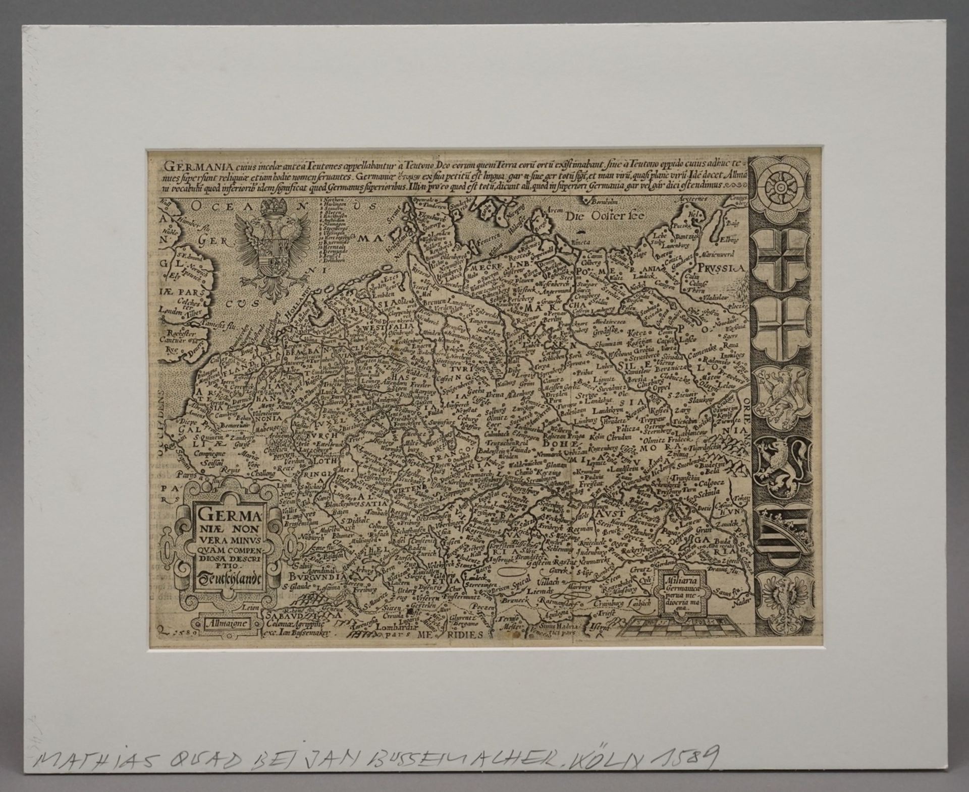 Matthias Quad, Landkarte "Teutschlandt"(1557 - 1613), Kupferstich/Büttenpapier, datiert 1589, - Bild 2 aus 4