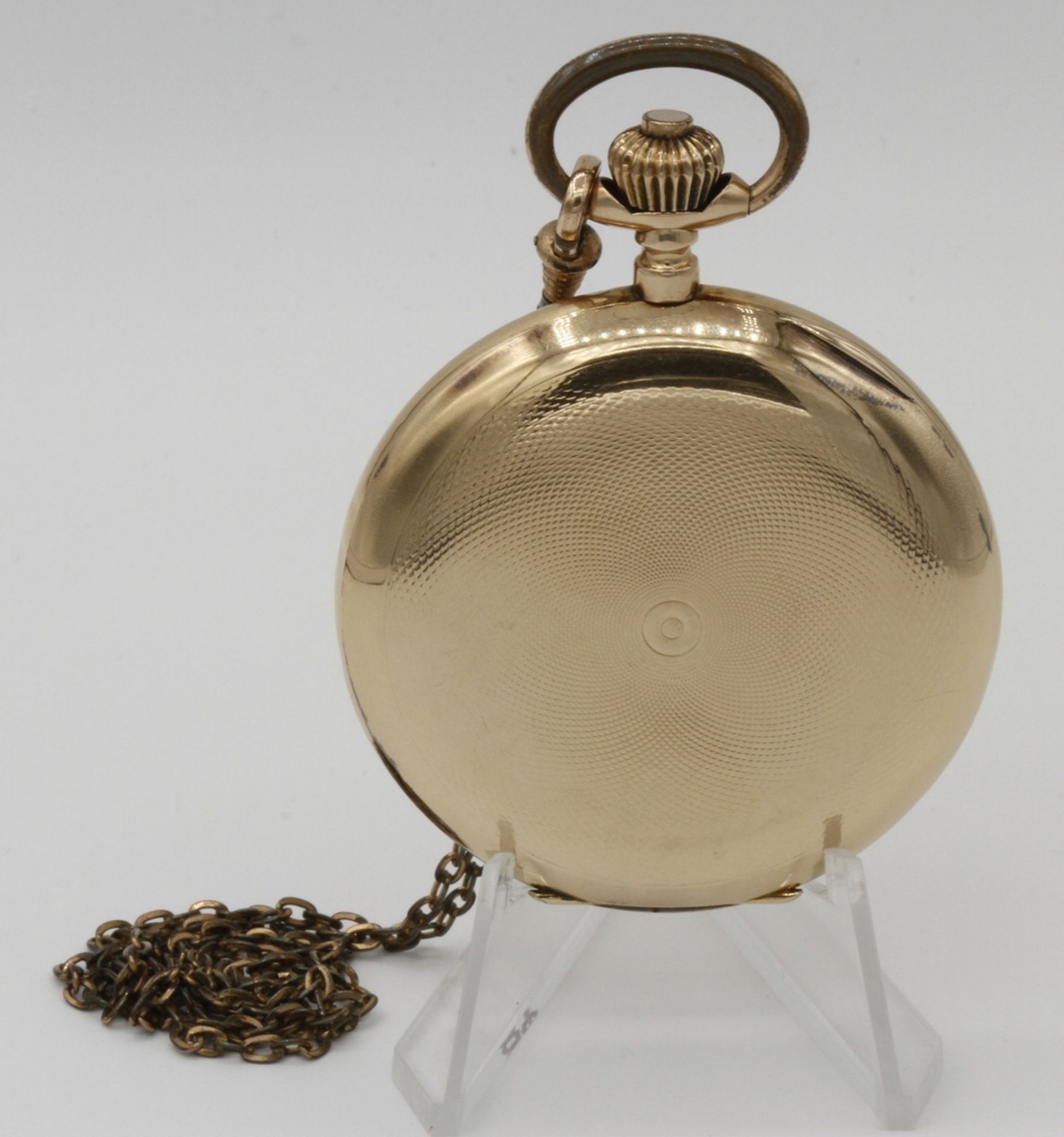 Goldene Taschenuhr / Savonnette, um 1900585/- Gelbgold, 3/4 Platinenwerk, System Glashütte, - Bild 6 aus 7