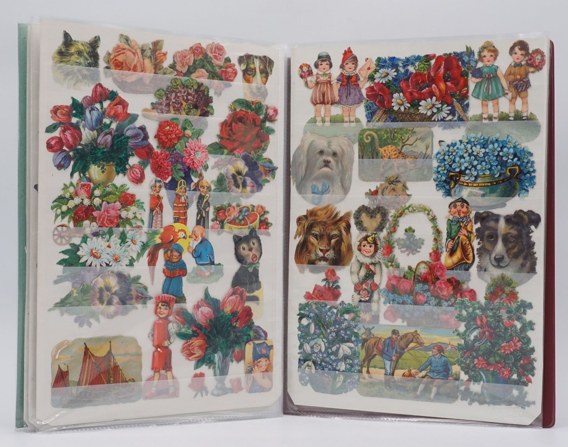 Ca. 230 Stammbuchbilderum 1900-1930, unter anderem Kinder, Blumen und Tiere, auf - Bild 2 aus 2