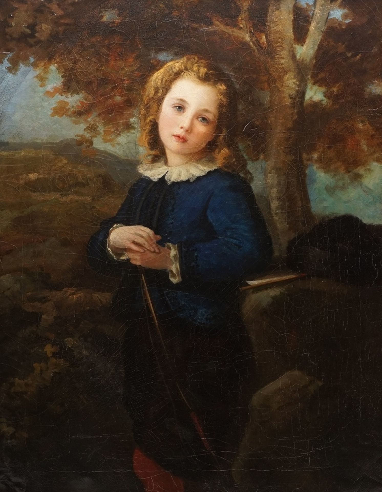 Wohl John Hoppner, Kinderportrait eines Jungen mit Bogendominierte die Londoner Kunstszene von