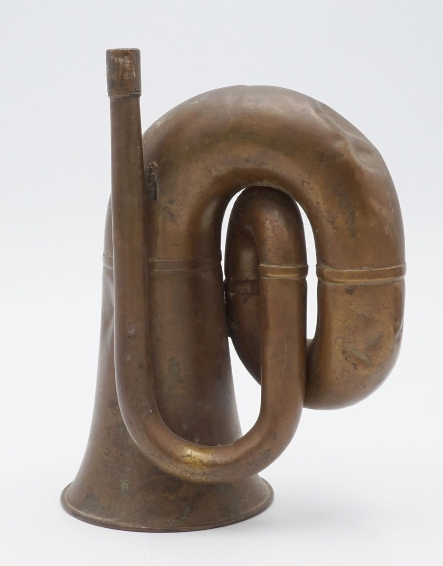 Zwei alte Hörner / Jagdhorn, um 1900Messing, kleines Horn ohne Mundstück, Fürst-Pless-Horn mit - Bild 2 aus 5