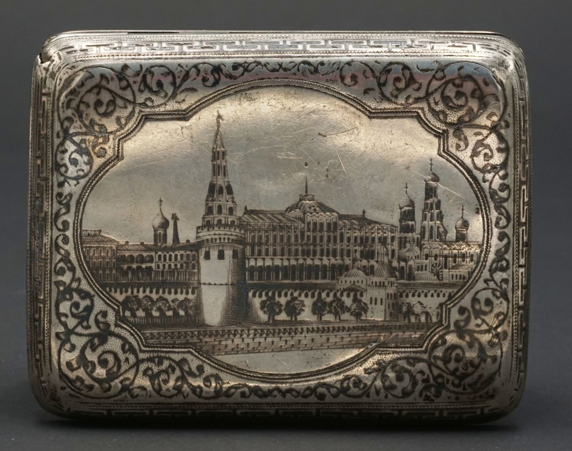 Zigarettenetui, Moskau, Russland, 189684 Solotnik, innen mit Herstellerpunze für Petr Abrosimov,