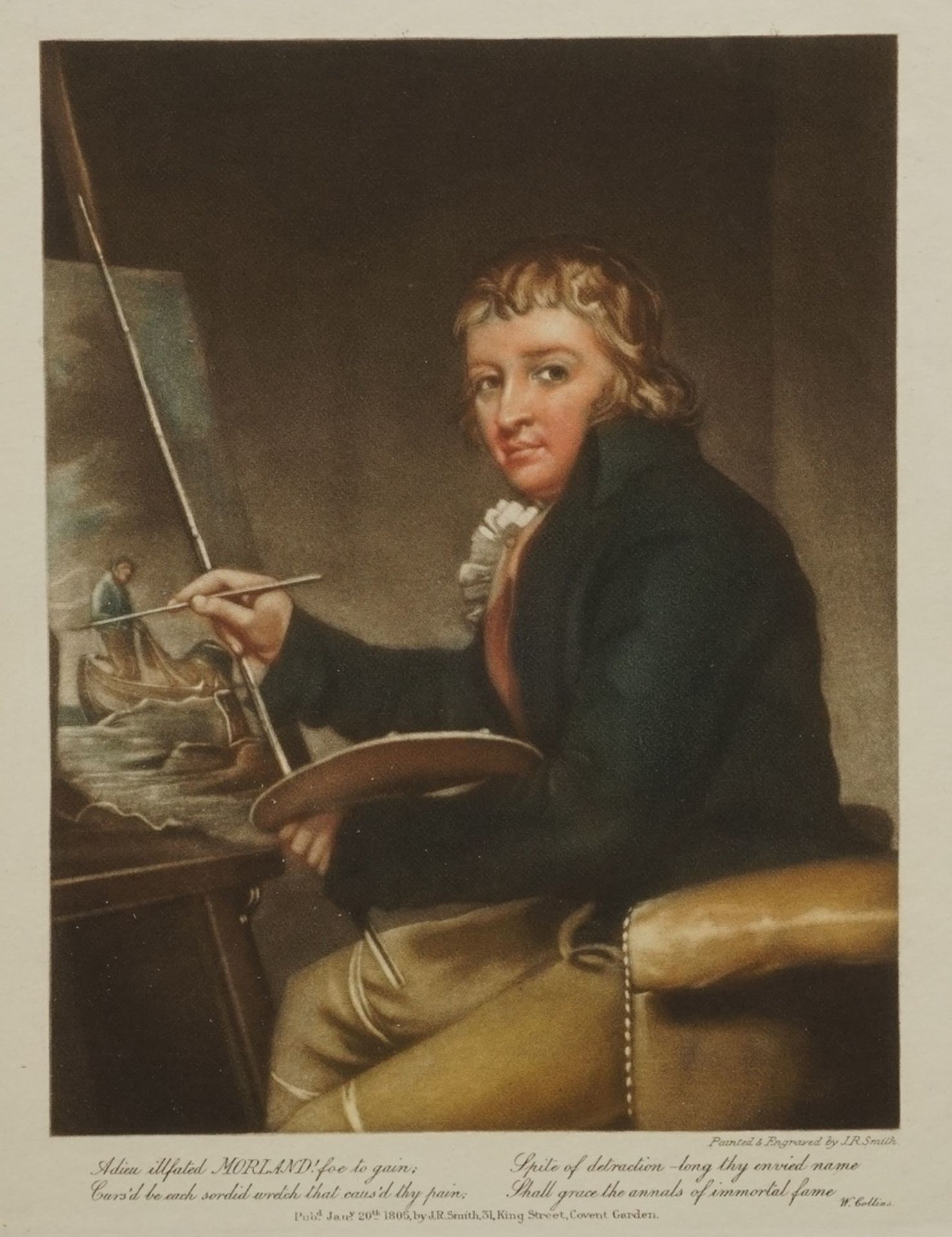 J. R. Smith, "Portrait des englischen Malers George Morland"Farbaquatinta/Arches, datiert 1805, im
