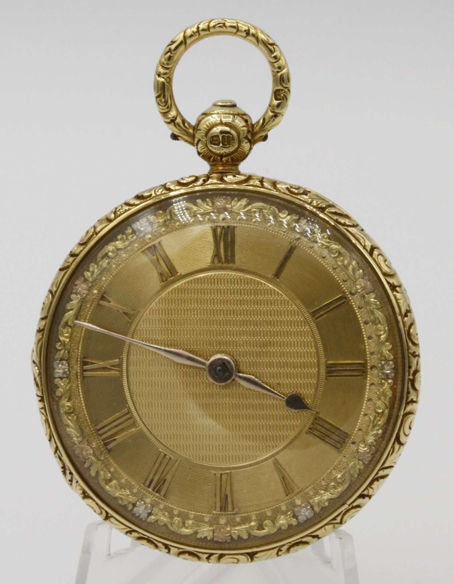 Field & Son, Aylesbury Spindeltaschenuhr, England um 1890750/- Gelbgold, Uhrwerk signiert "Field &