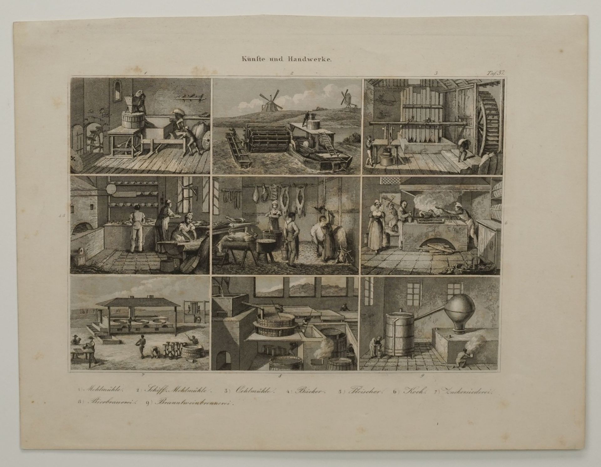 Zwei Stahlstiche, "Künste und Handwerke"Stahlstich/Papier, um 1850, mehrere Teilansichten auf - Bild 3 aus 3