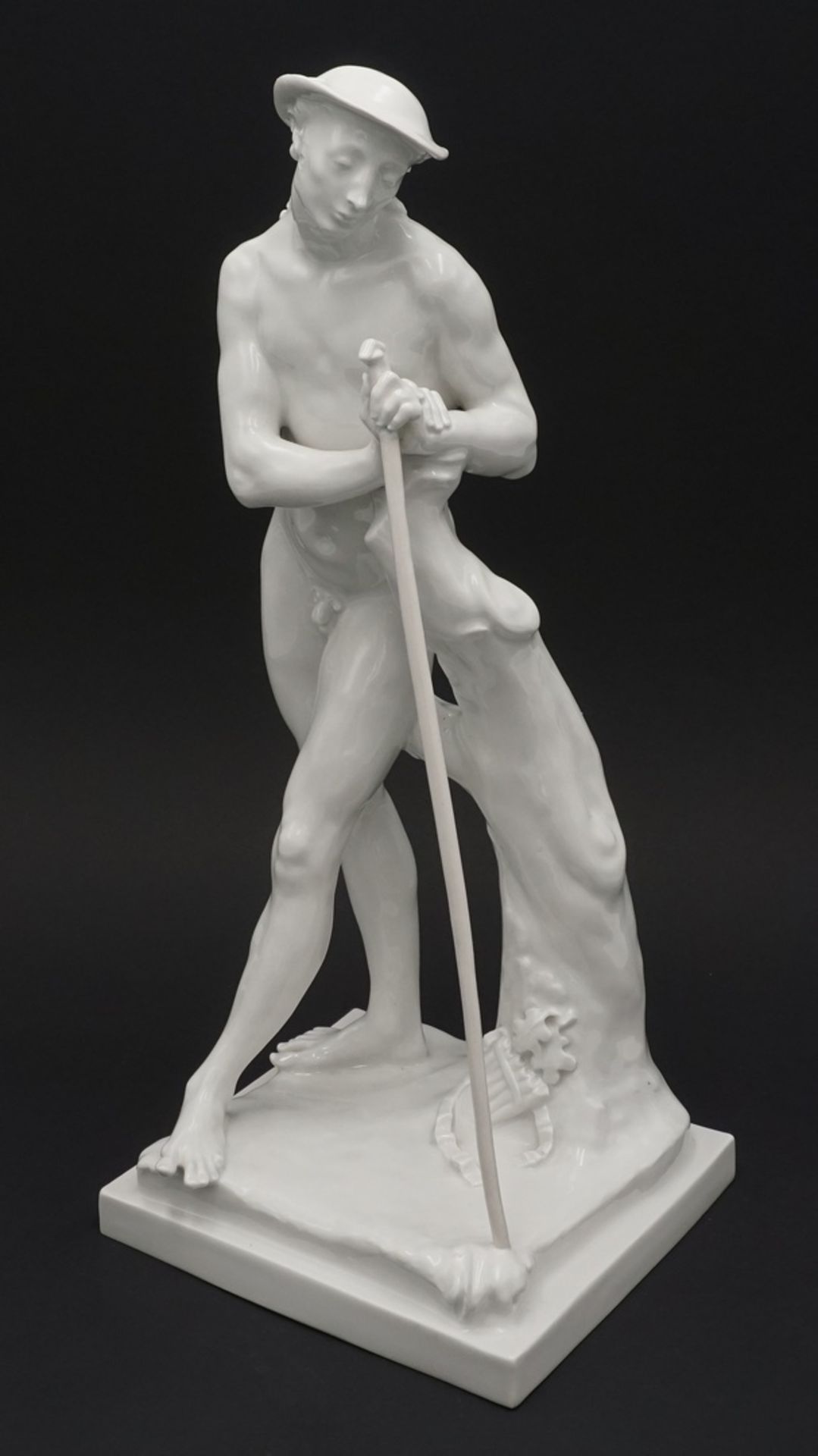 Entwurf Paul Scheurich, Meissen Figur "Hirte"(1883  - 1945), Figur von 1953, zwei Schleifstriche,
