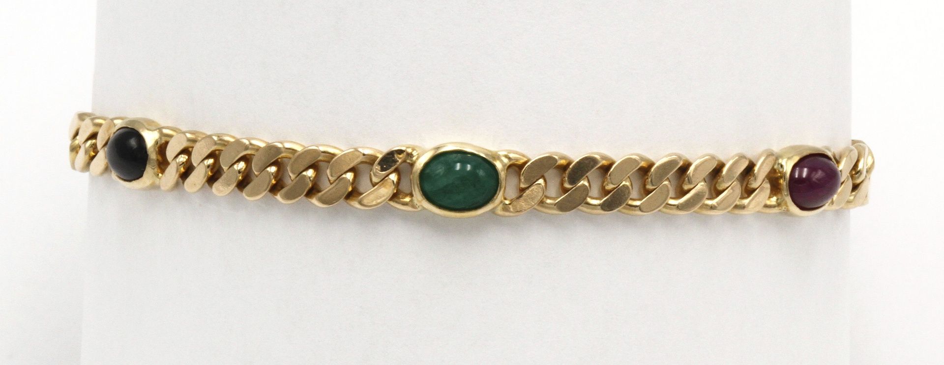 Armband mit Saphir, Rubin und Smaragd585/- Gelbgold, zwei ca. 1,3 ct Saphire, zwei ca. 1,3 ct - Bild 4 aus 4