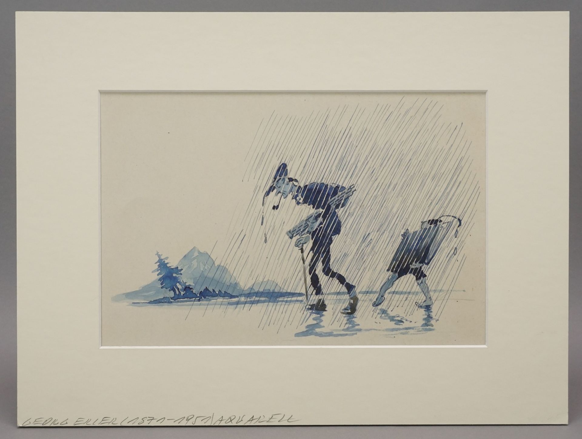 Georg Erler, "Regen im Gebirge"(1871 Dresden - 1950 Bad Reichenhall), Aquarell/Papier, aus der Reihe - Bild 2 aus 3