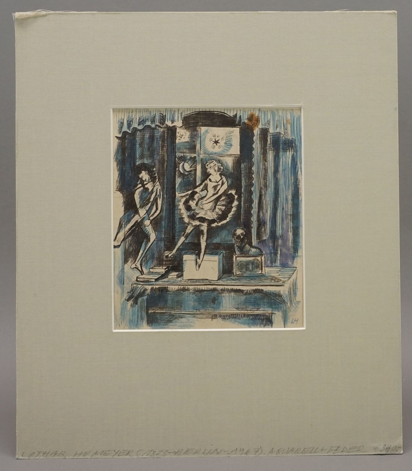 Lothar Homeyer, "Tänzer"(1883 - 1969), Aquarell-Feder/Papier, unten rechts im Blatt monogrammiert, - Image 2 of 4