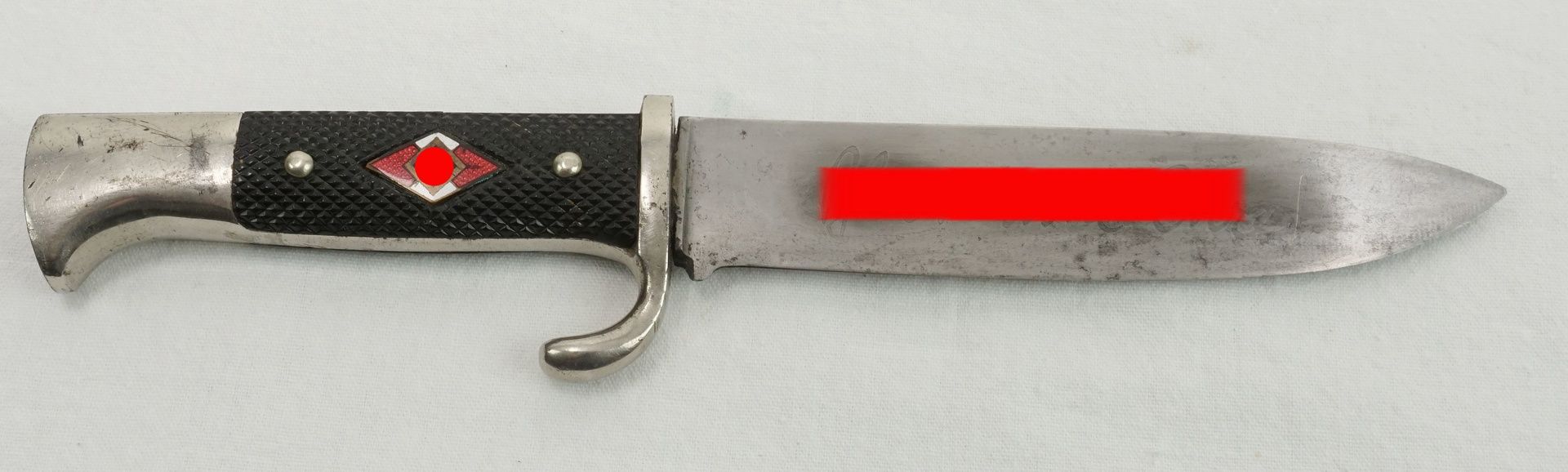 Hitlerjugend (HJ) Messersog. III. Reich, RZM M/2 1936, Eisen und Stahl, Klinge mit Devise, - Bild 3 aus 4