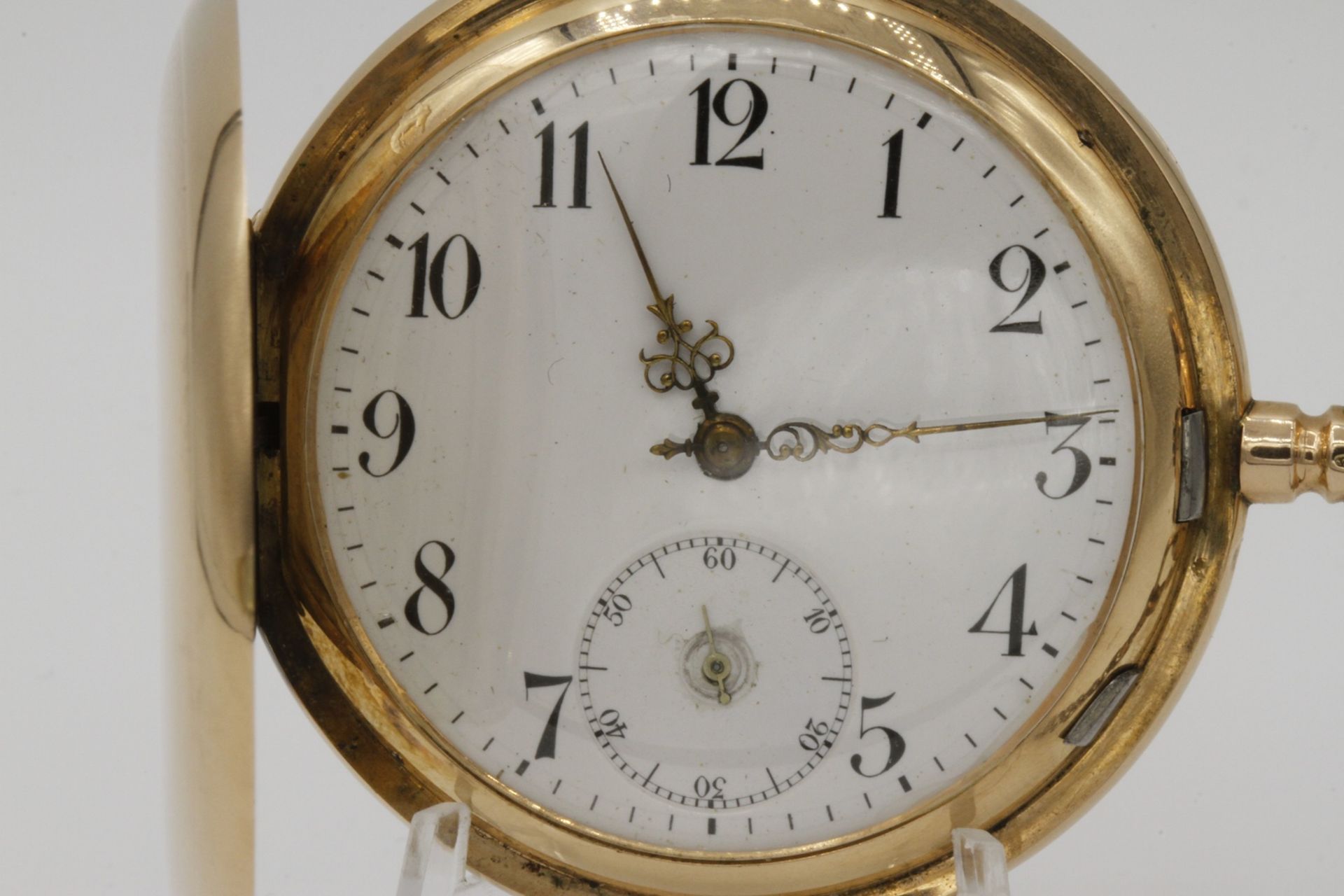 Goldene Taschenuhr / Savonnette, um 1900585/- Gelbgold, 3/4 Platinenwerk, System Glashütte, - Bild 2 aus 7