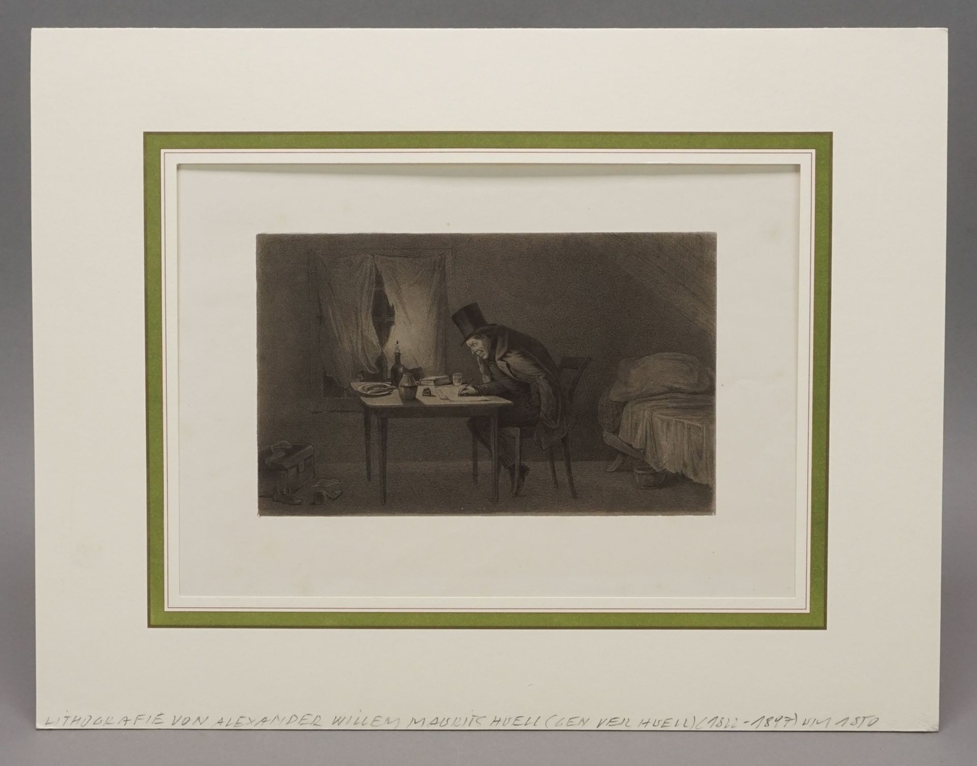 Alexander Ver Huell, "Der arme Literat"(1822 - 1897 Niederlande), Lithografie/Papier, um 1850, - Image 2 of 3
