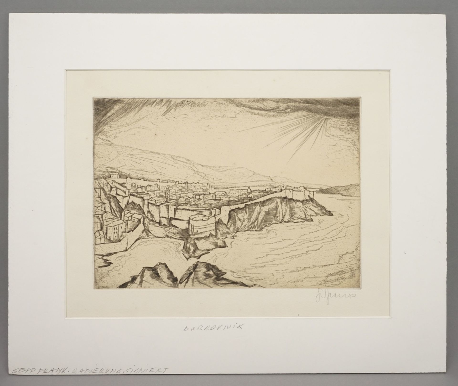 Sepp Frank, "Dubrovnik"(1889 - 1970), Radierung/Papier, unten rechts im Blatt handsigniert, Verso - Image 2 of 3