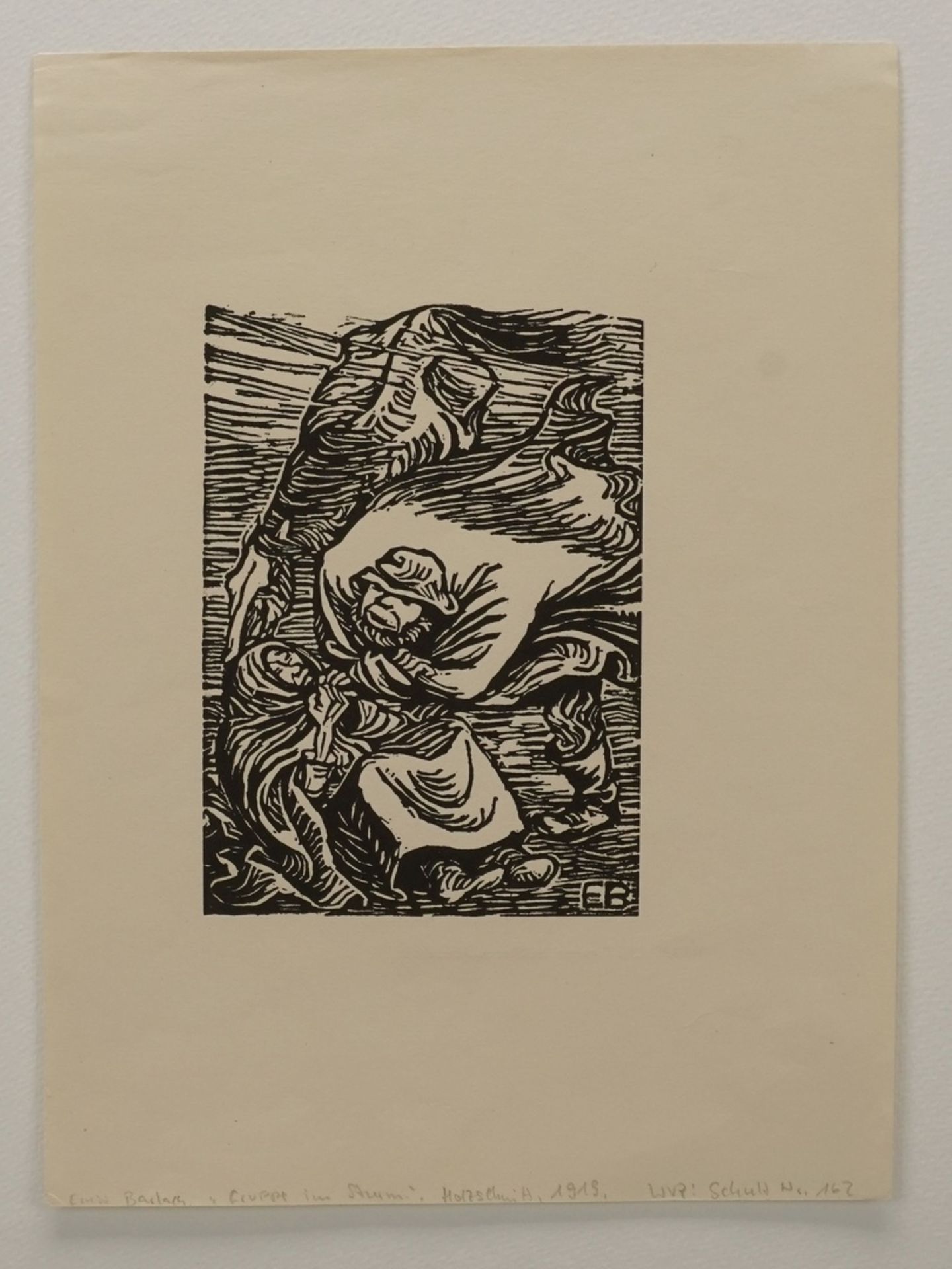 Ernst Barlach, "Gruppe im Sturm"(1870 Wedel - 1938 Rostock), Holzschnitt/Velin, unten rechts im - Bild 3 aus 5