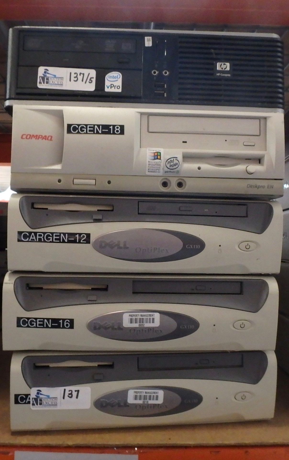 LOT OF 5 COMPAQ COMPUTERS