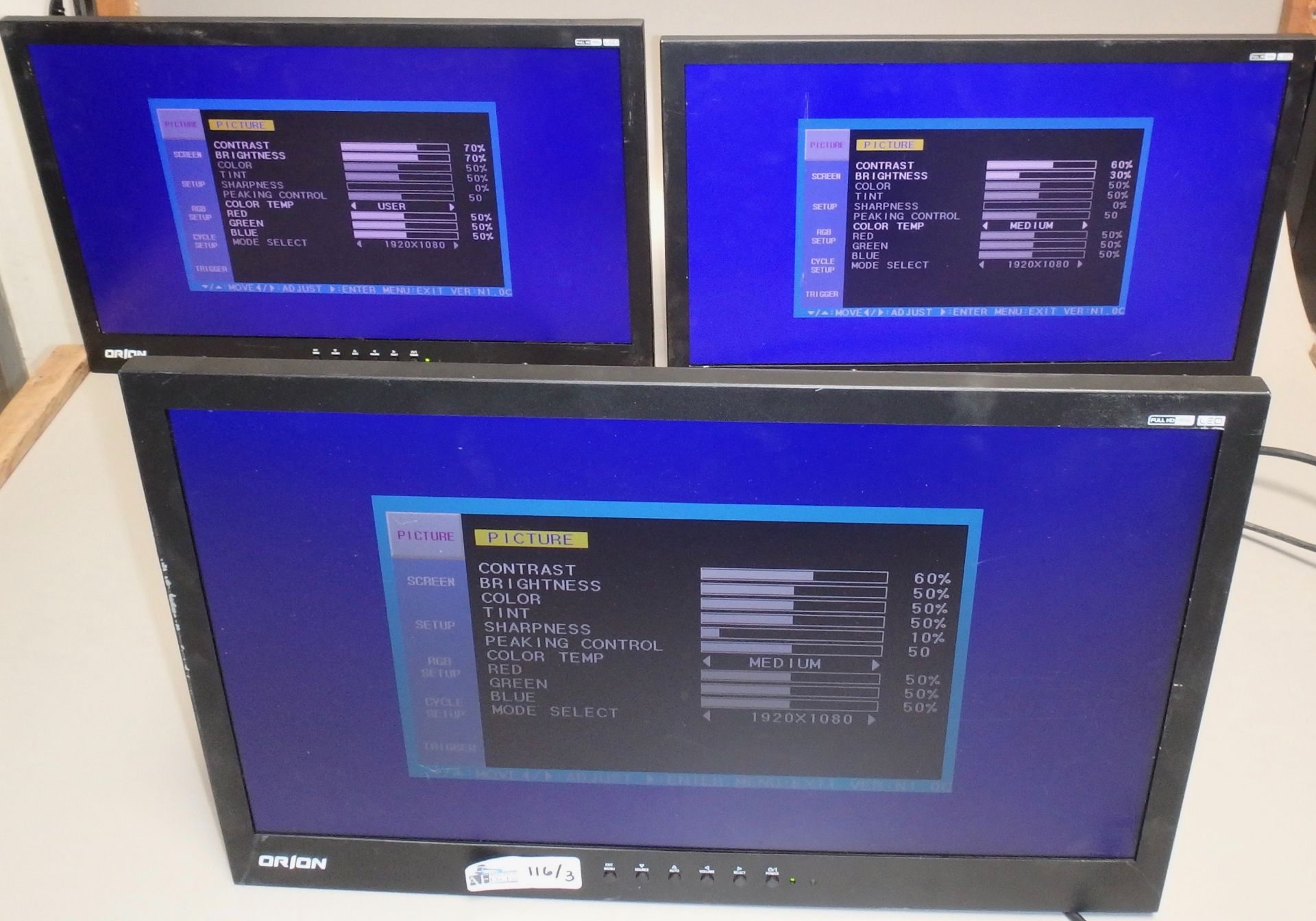 LOT OF 3 ORION LCD MONITORS