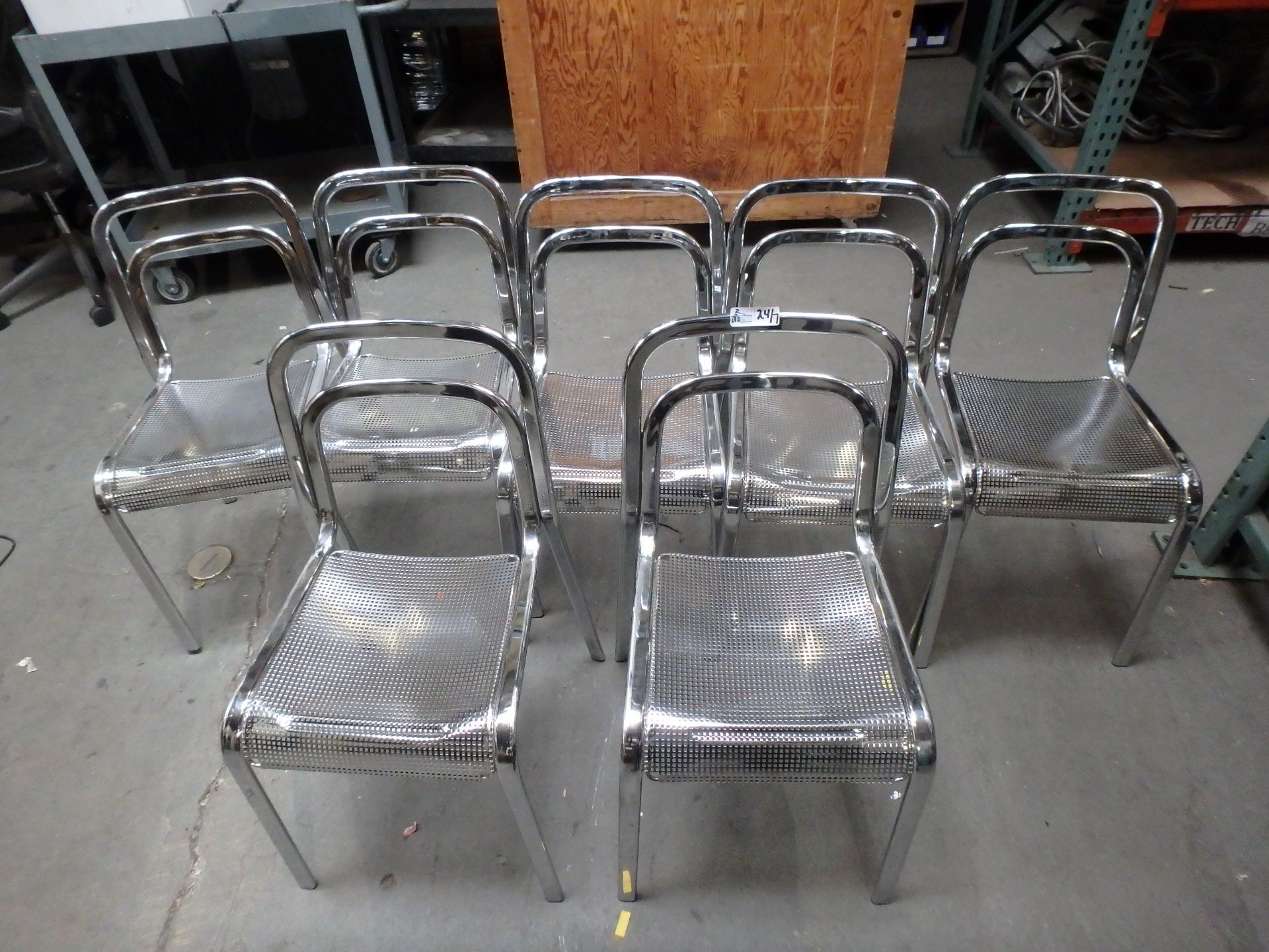 LOT OF 7 CHROME STACKING CHAIRS