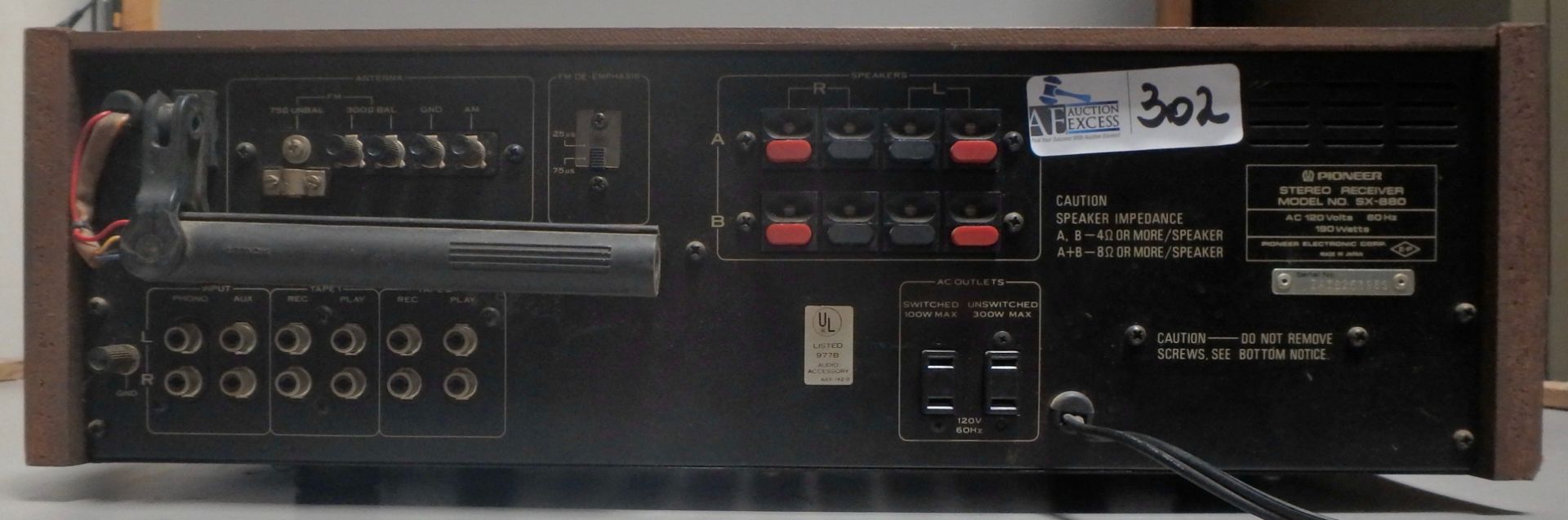 VINTAGE PIONEER SX-880 AM/FM RECEIVER - Image 3 of 3