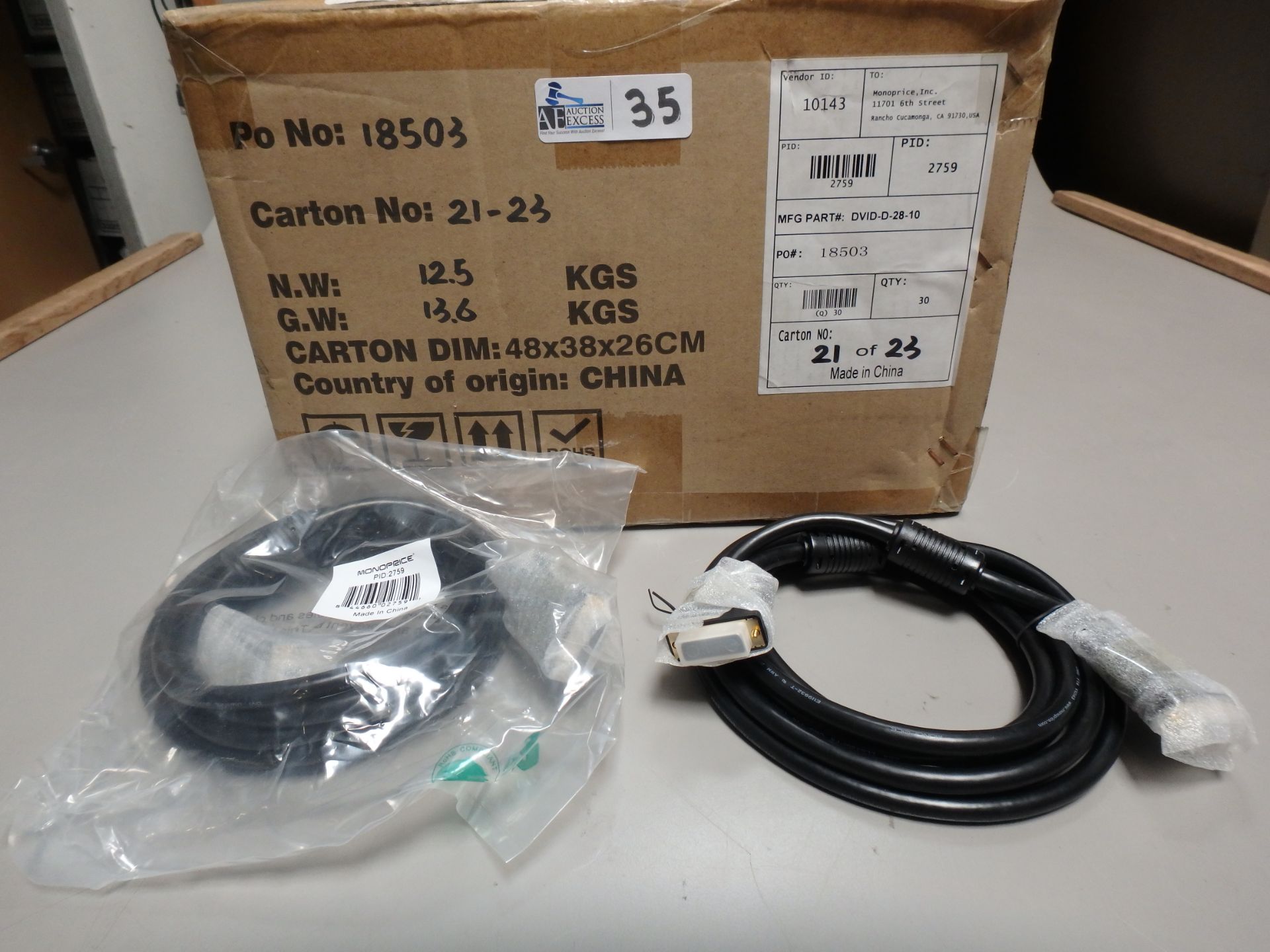 BOX MONOPRICE DVI CABLES