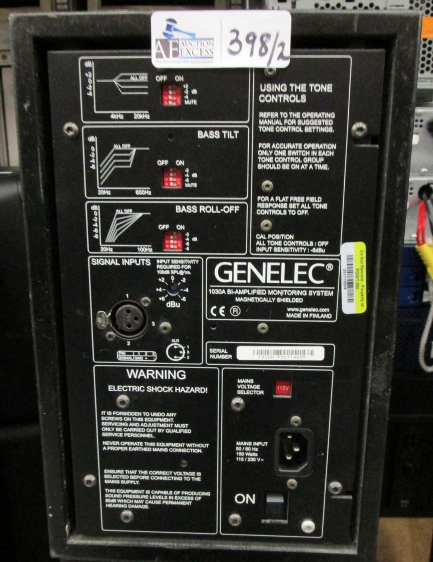 LOT OF 2 GENELEC 1030A POWERED SPEAKERS - Image 2 of 2