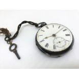 Gents engraved and silver cased open face pocketwatch